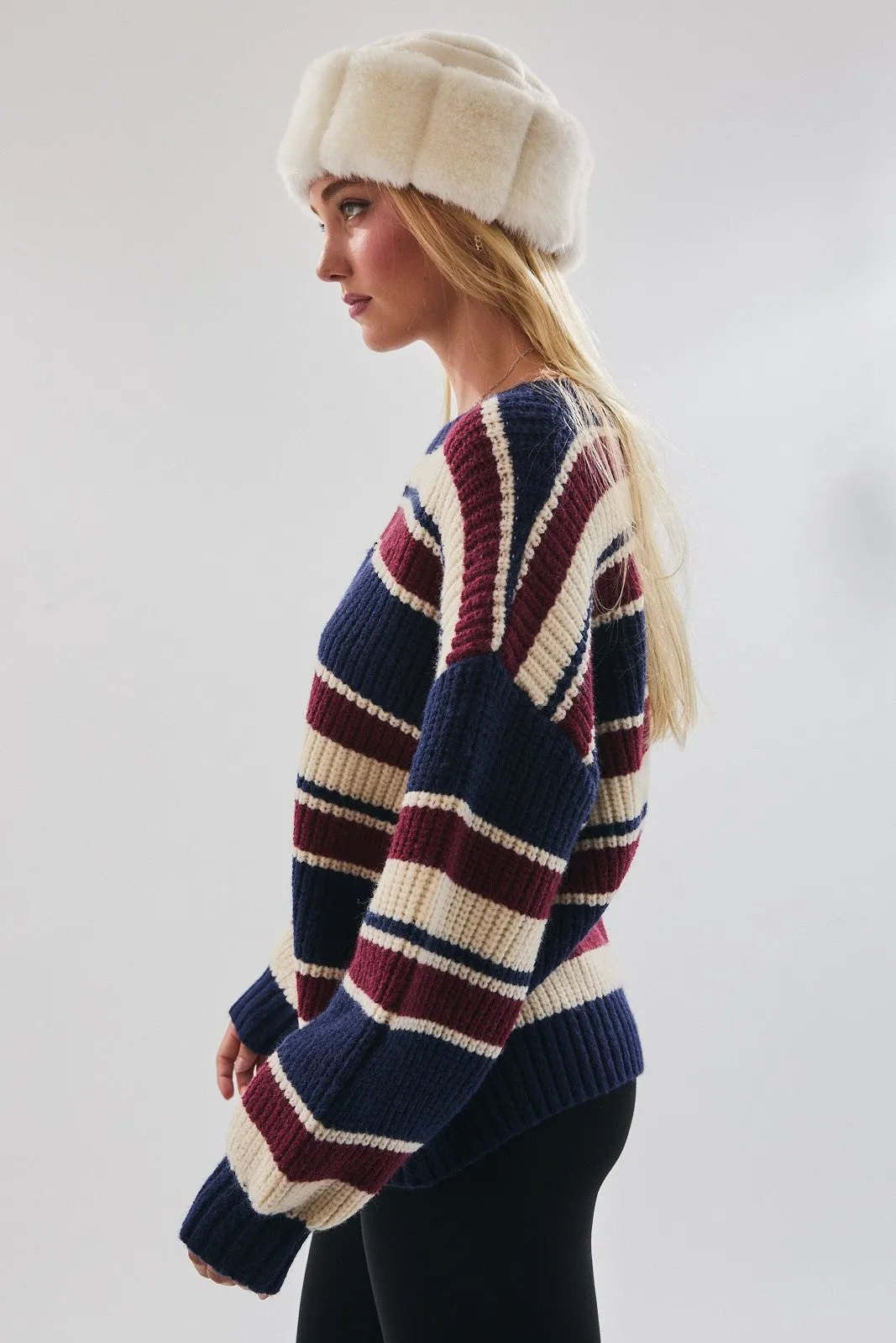 Multicolor Striped Chunky Knit Sweater sold by Pinkblush product image thumbnail 3