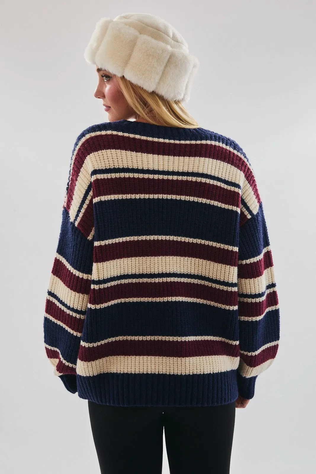 Multicolor Striped Chunky Knit Sweater sold by Pinkblush product image thumbnail 4