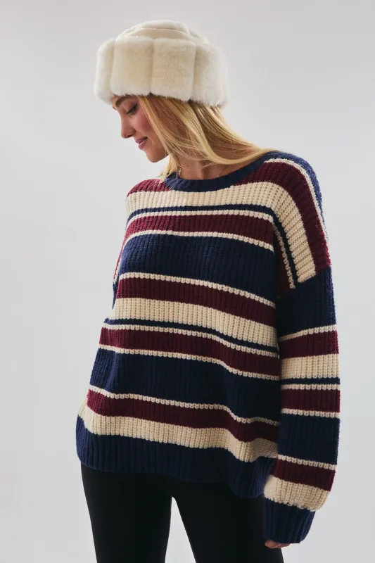 Multicolor Striped Chunky Knit Sweater sold by Pinkblush