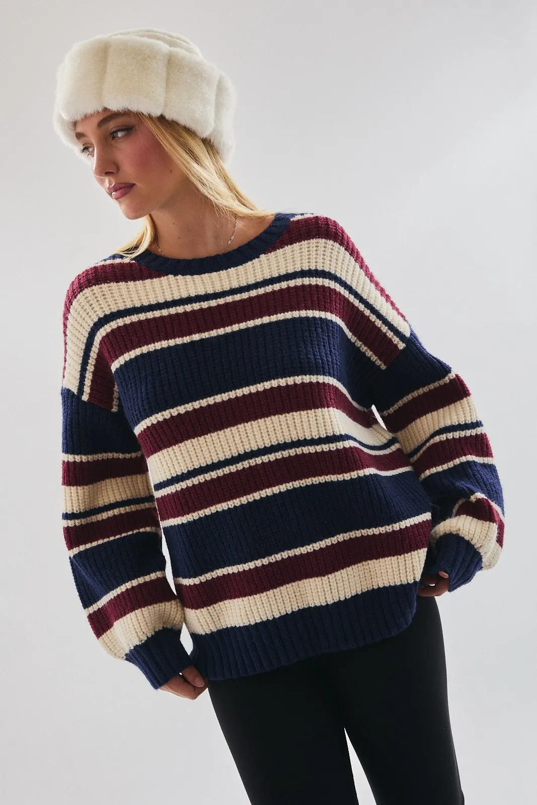 Multicolor Striped Chunky Knit Sweater sold by Pinkblush product image thumbnail 2
