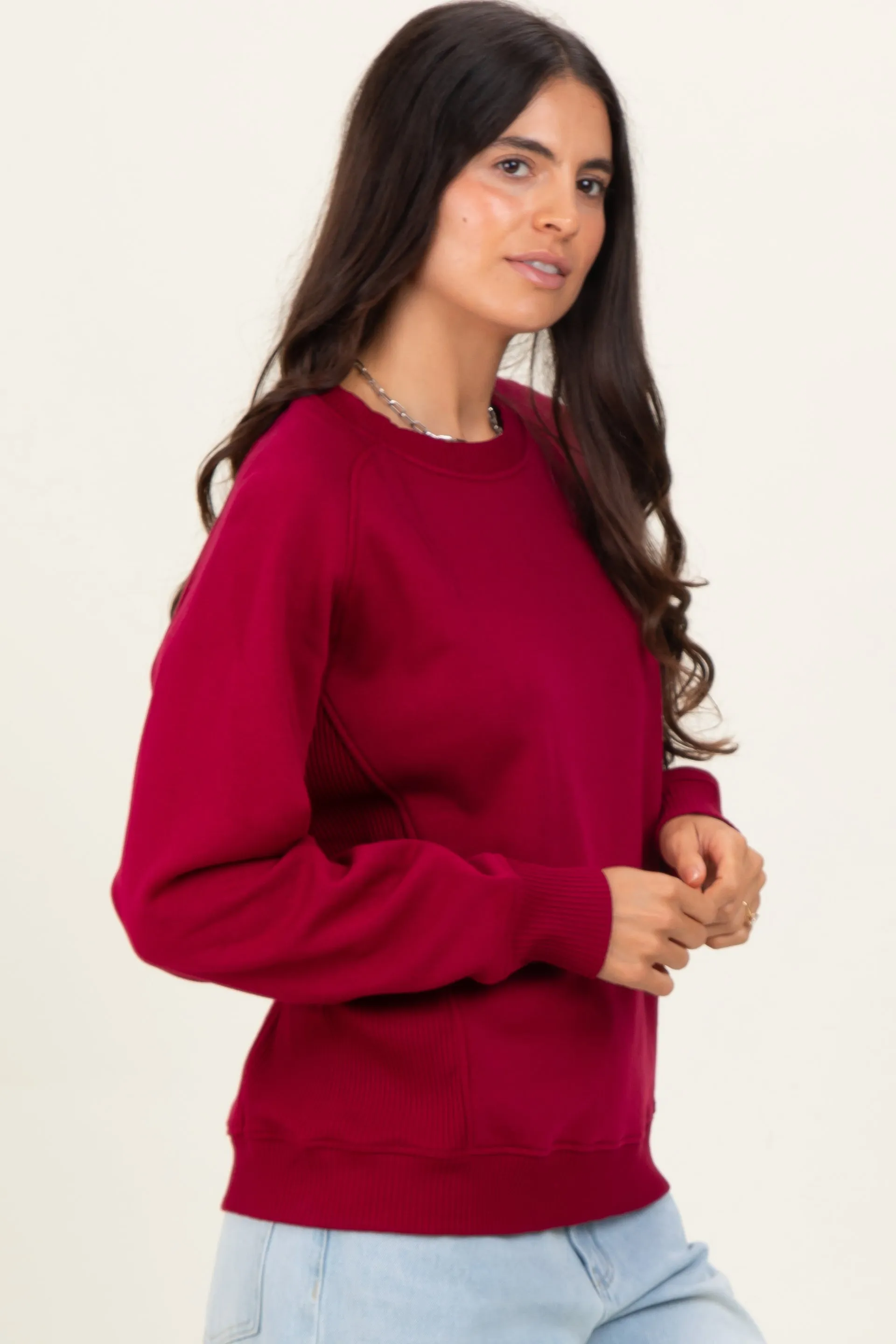 Burgundy Fleece Sweatshirt sold by Pinkblush product image thumbnail 3