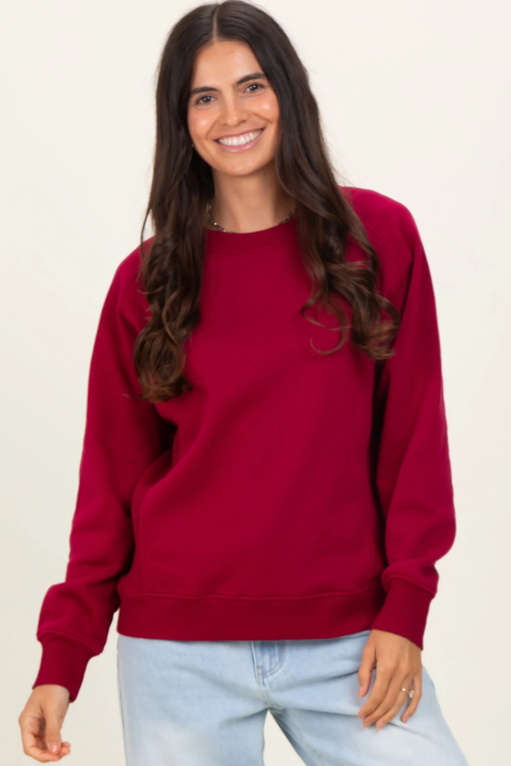 Burgundy Fleece Sweatshirt sold by Pinkblush