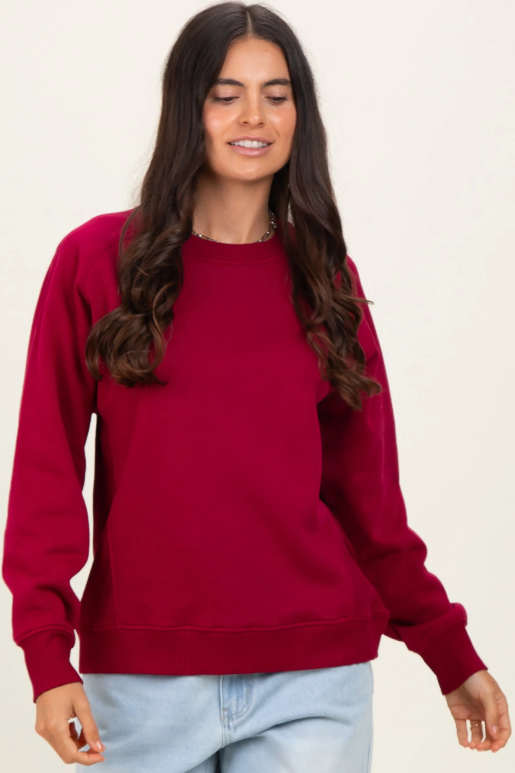 Burgundy Fleece Sweatshirt sold by Pinkblush product image thumbnail 2