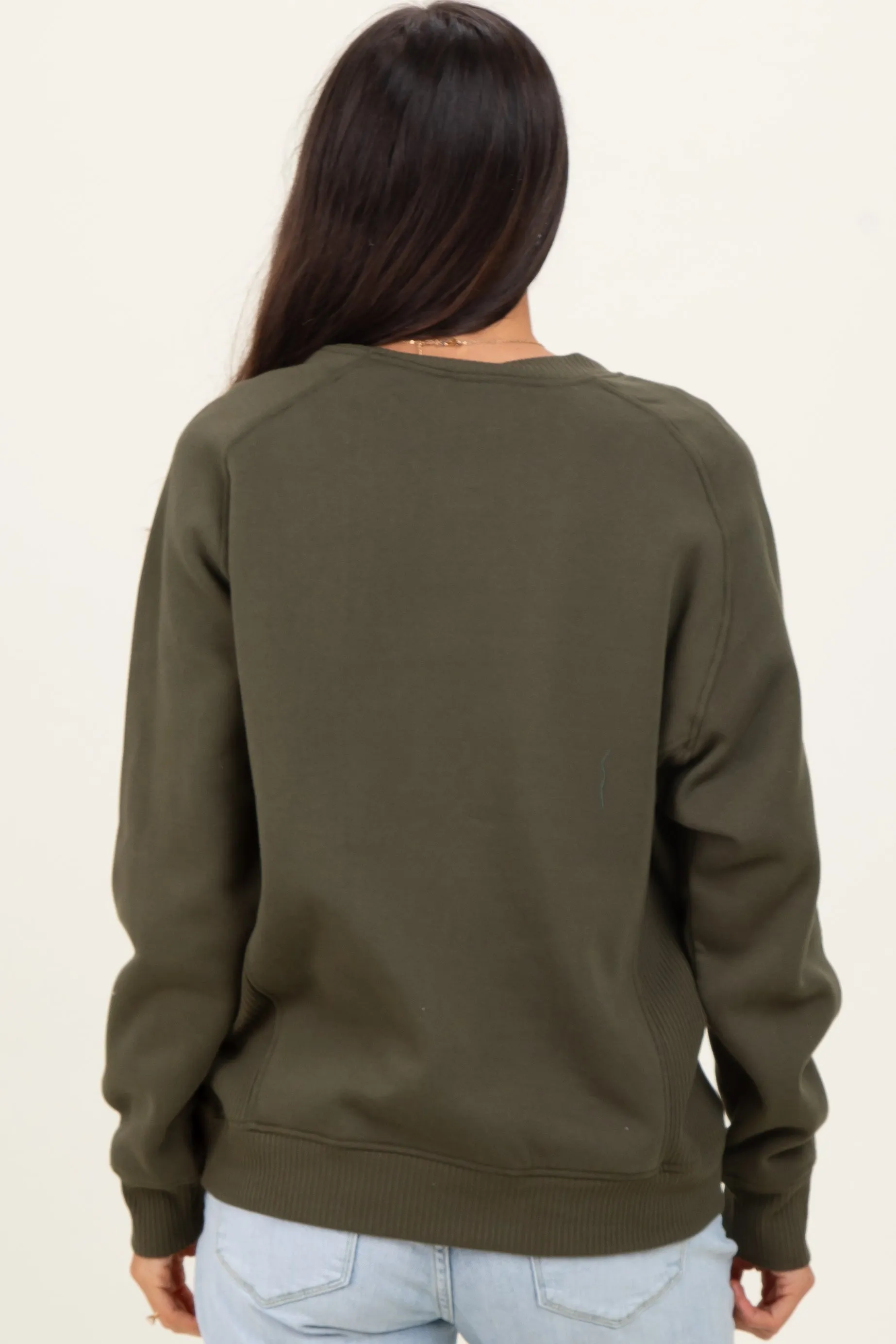 Dark Olive Fleece Sweatshirt sold by Pinkblush product image thumbnail 4