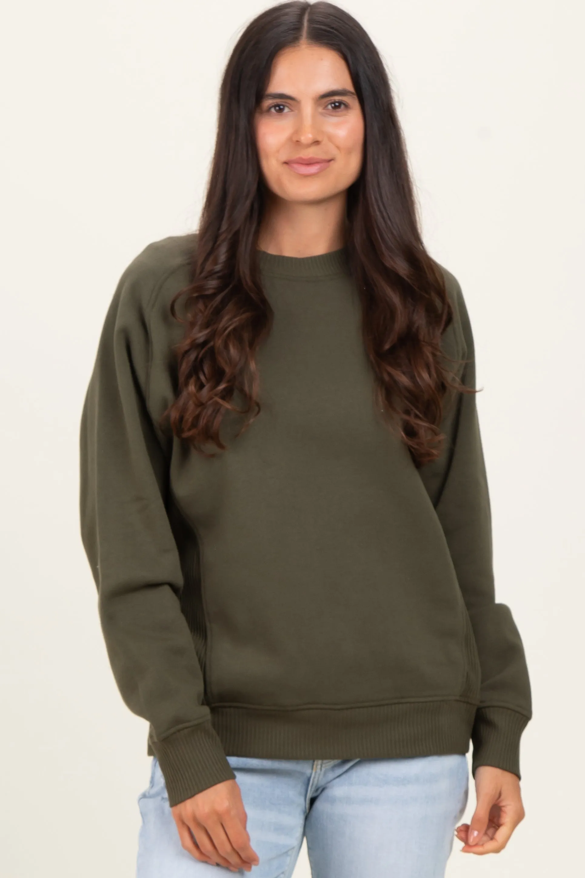 Dark Olive Fleece Sweatshirt sold by Pinkblush product image thumbnail 2