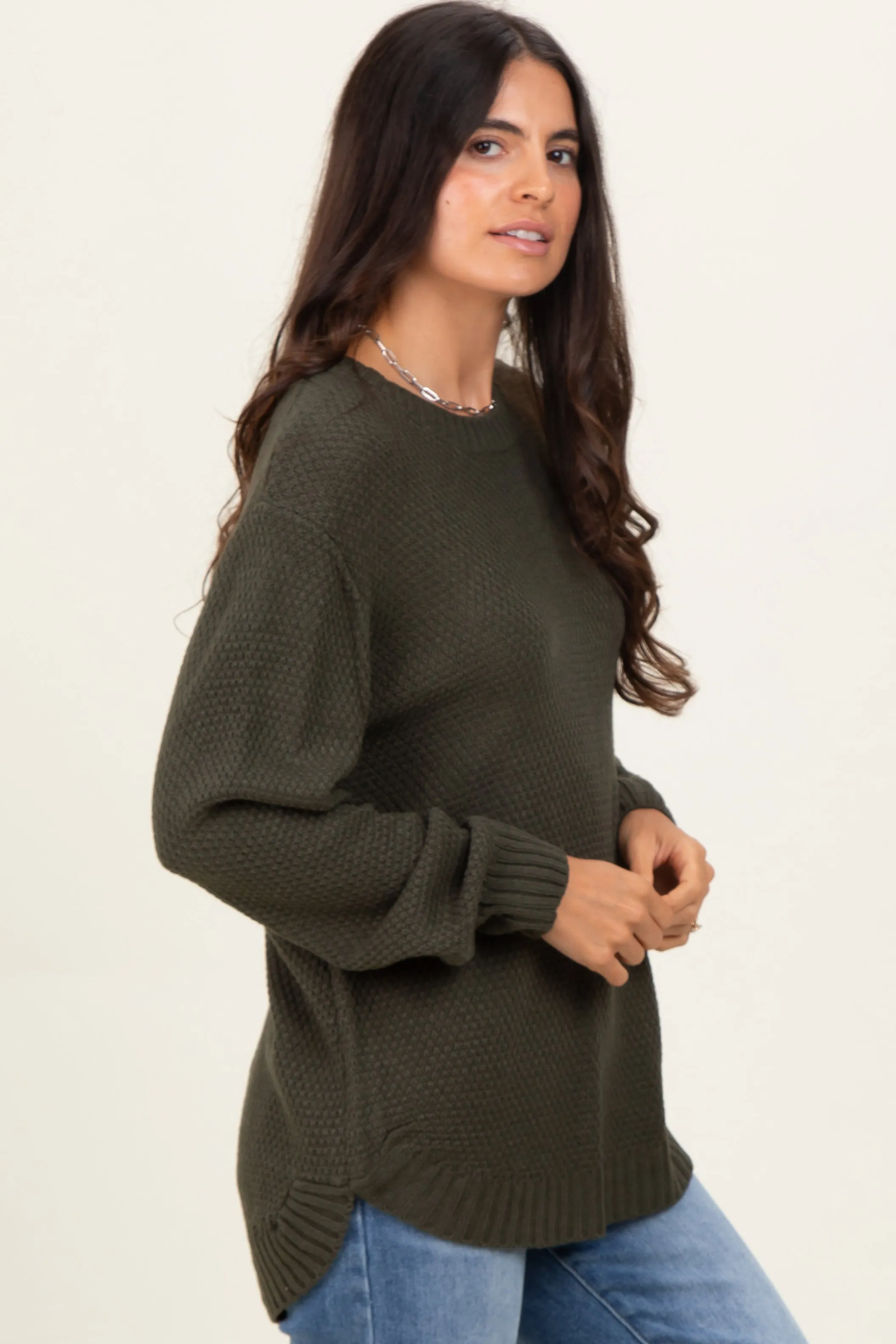 Dark Olive Knit Pullover Sweater sold by Pinkblush product image thumbnail 2