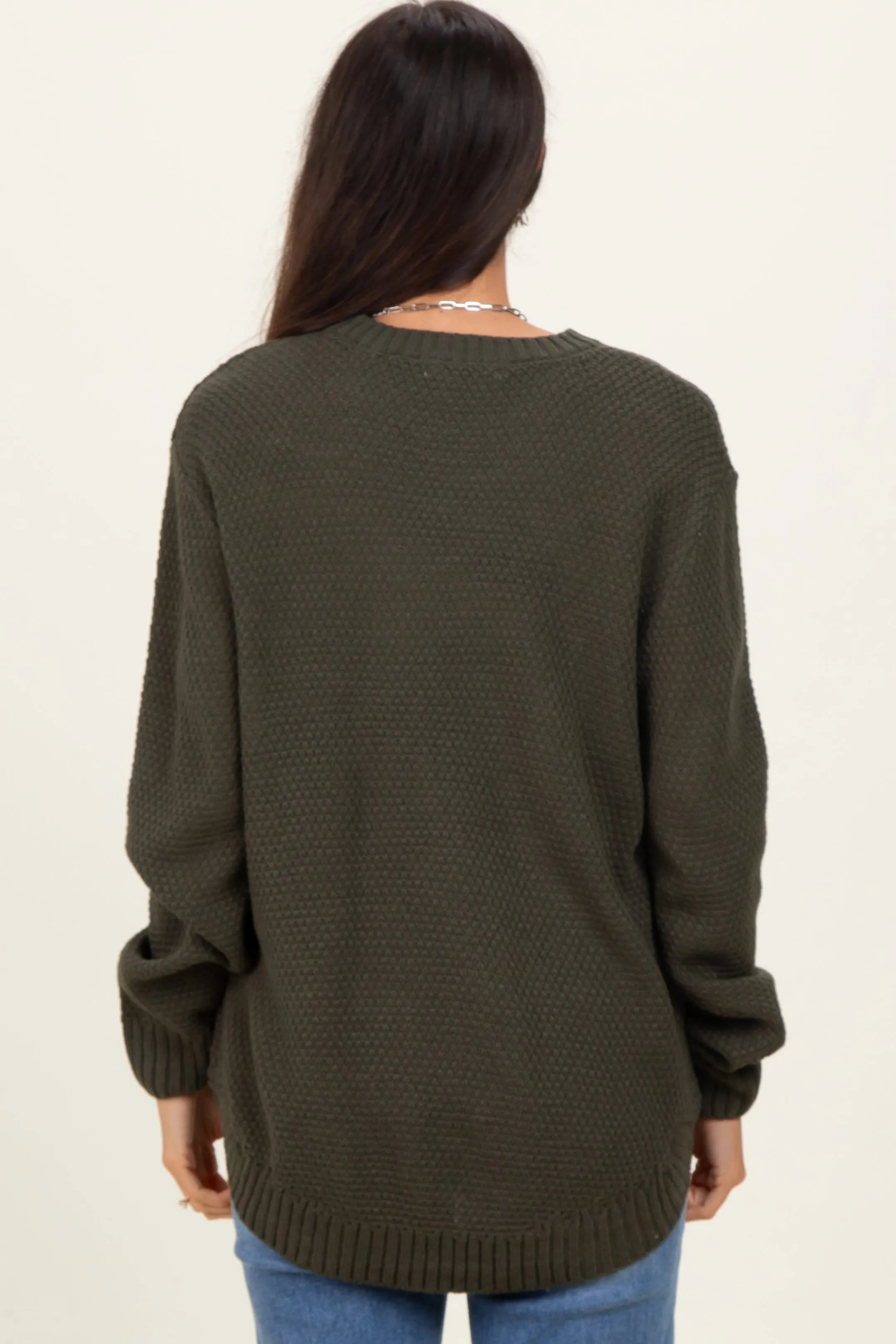 Dark Olive Knit Pullover Sweater sold by Pinkblush product image thumbnail 3