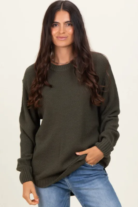 Dark Olive Knit Pullover Sweater sold by Pinkblush