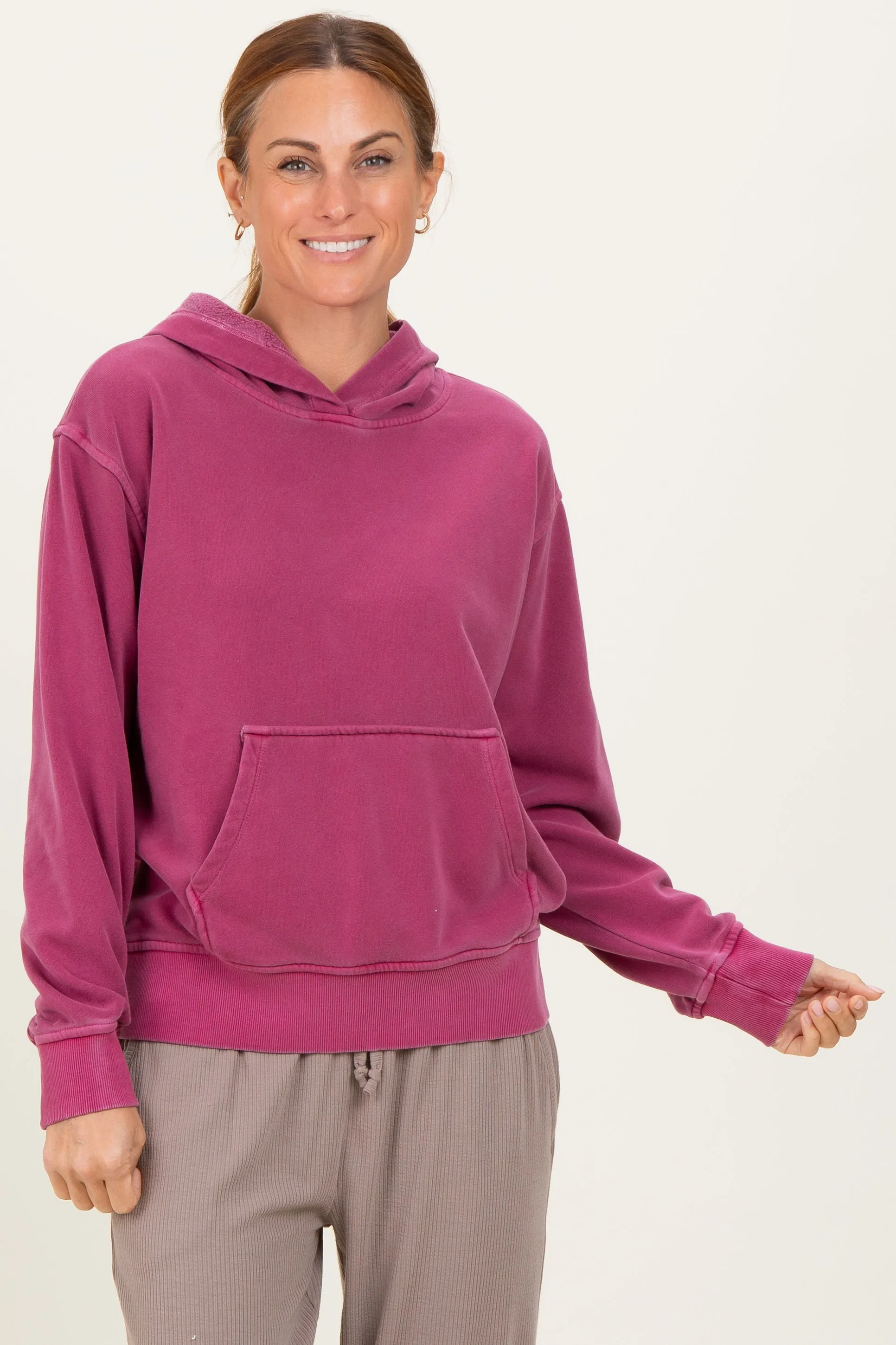 Wine Soft Fleece Pocket Hoodie sold by Pinkblush