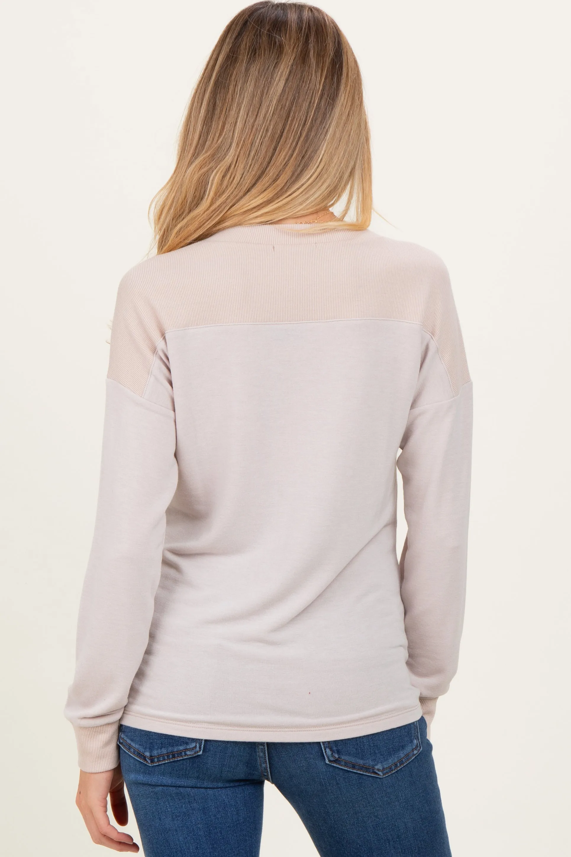 Cream V-Neck Knit Maternity Long Sleeve Top sold by Pinkblush product image thumbnail 4