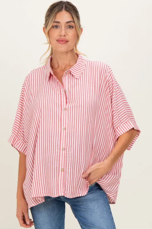 Red Striped Button Up Dolman Maternity Top sold by Pinkblush