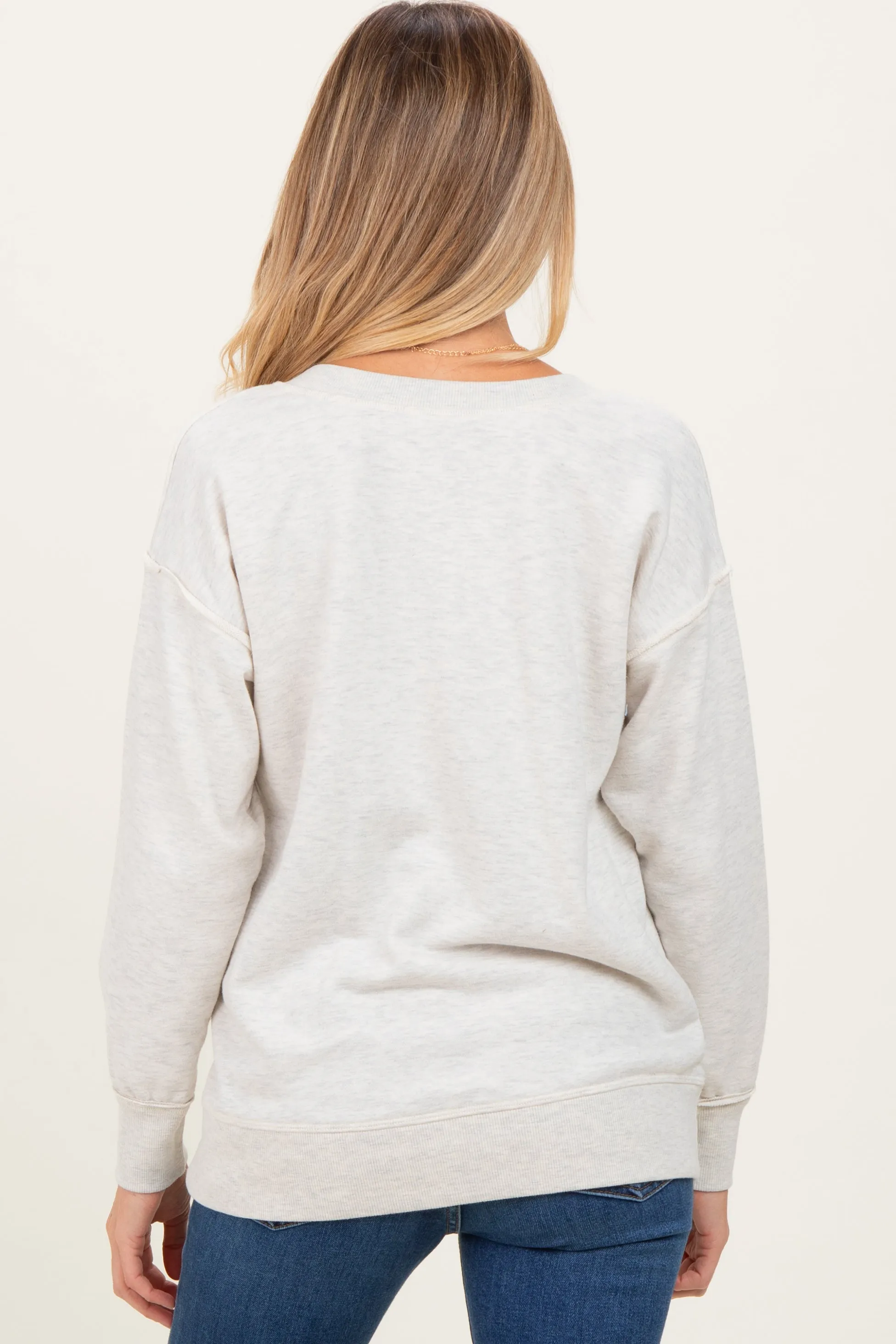 Heather Grey V-Neck Long Sleeve Maternity Pullover Top sold by Pinkblush product image thumbnail 4