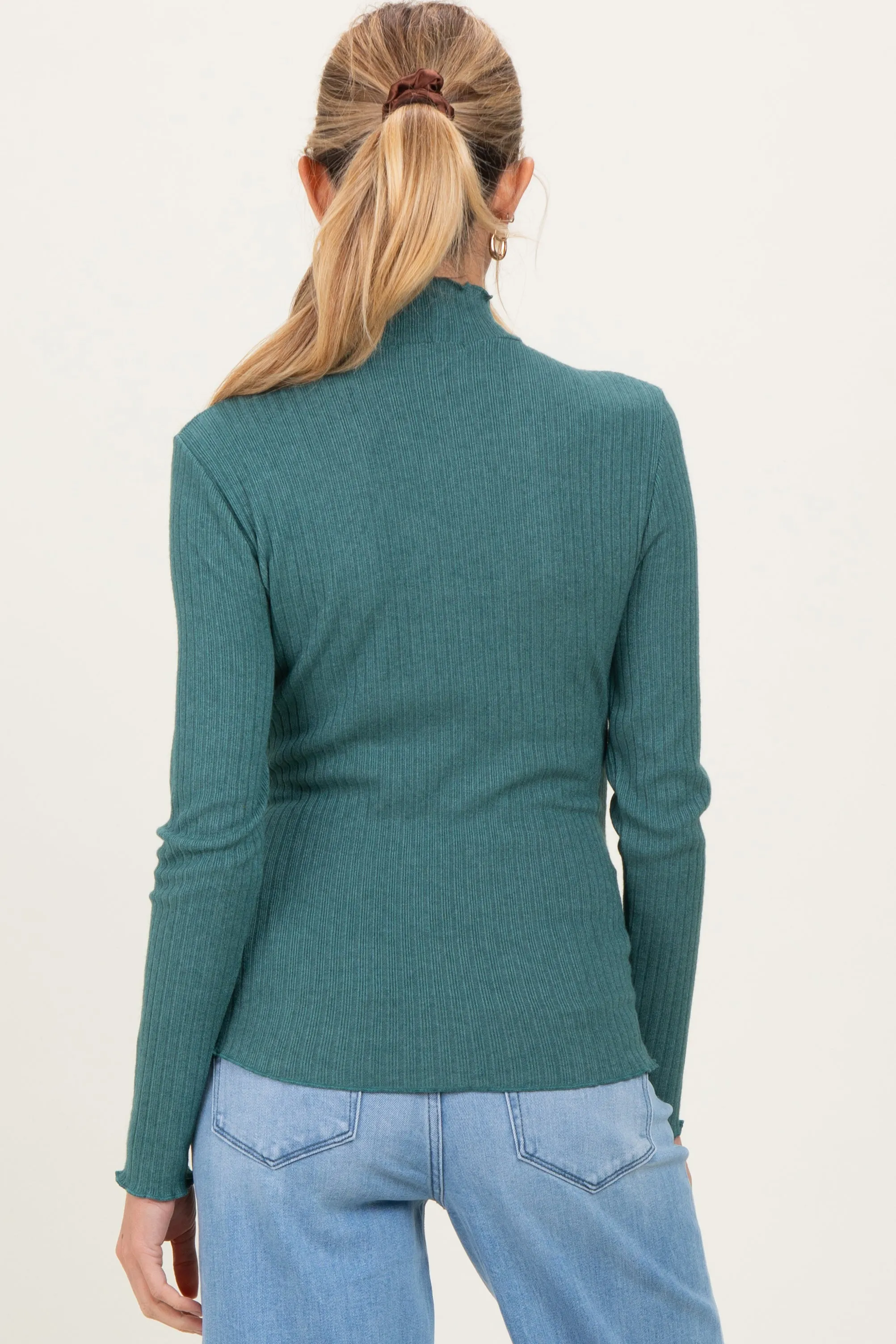 Jade Ribbed Mock Neck Ruffle Hem Maternity Long Sleeve Top sold by Pinkblush product image thumbnail 4