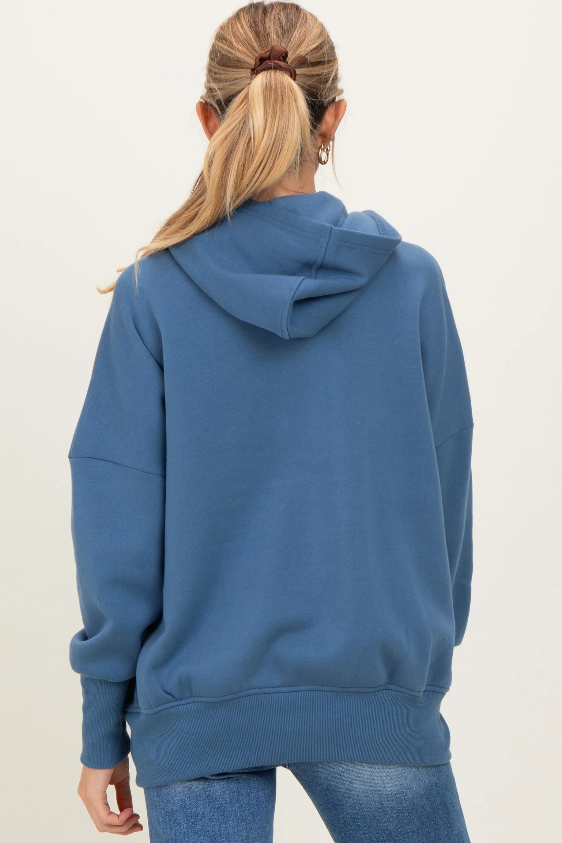 Dusty Blue Fleece Snap Button Maternity Hoodie sold by Pinkblush product image thumbnail 4