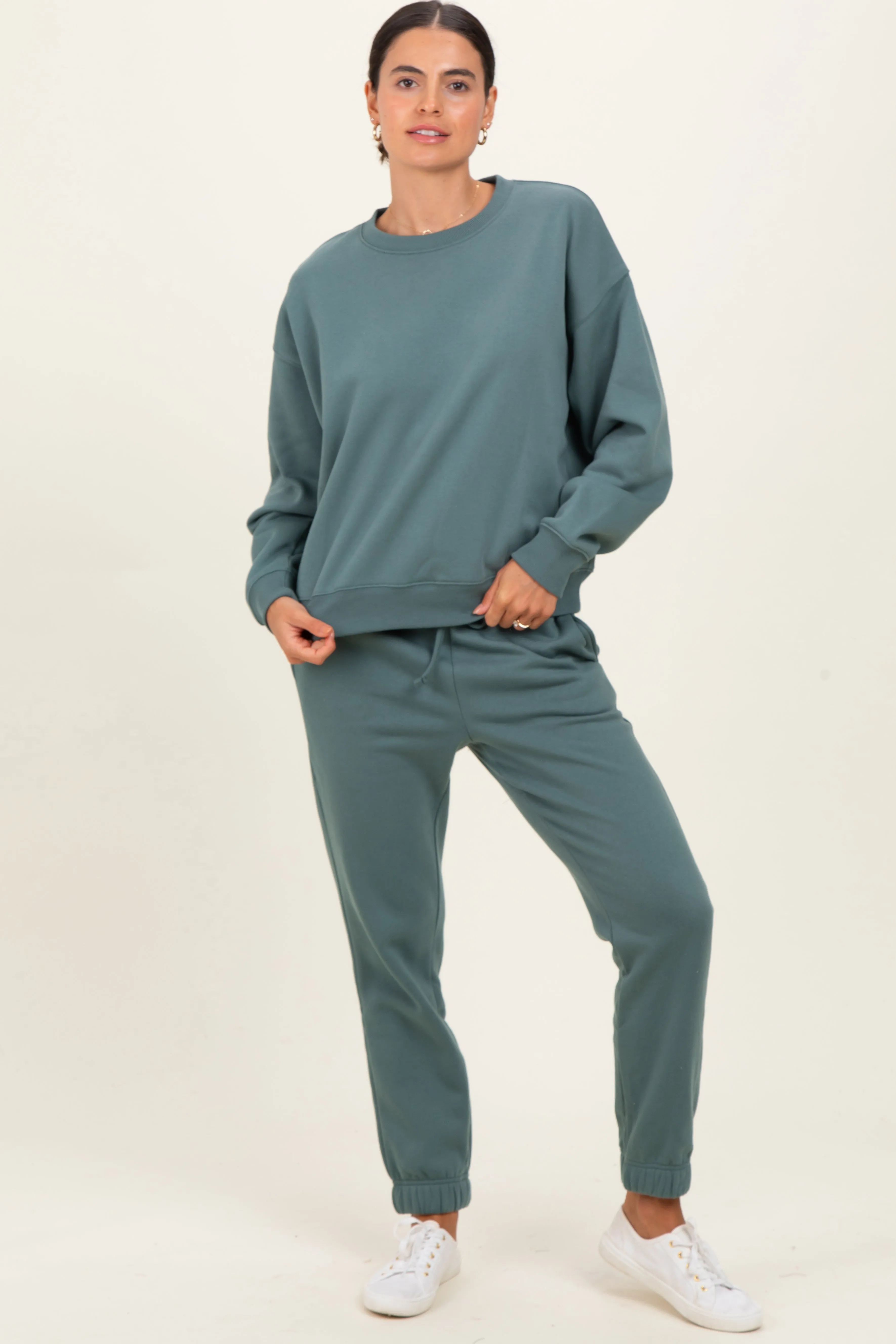 Jade Fleece Long Sleeve Pullover & Jogger Set sold by Pinkblush product image thumbnail 2
