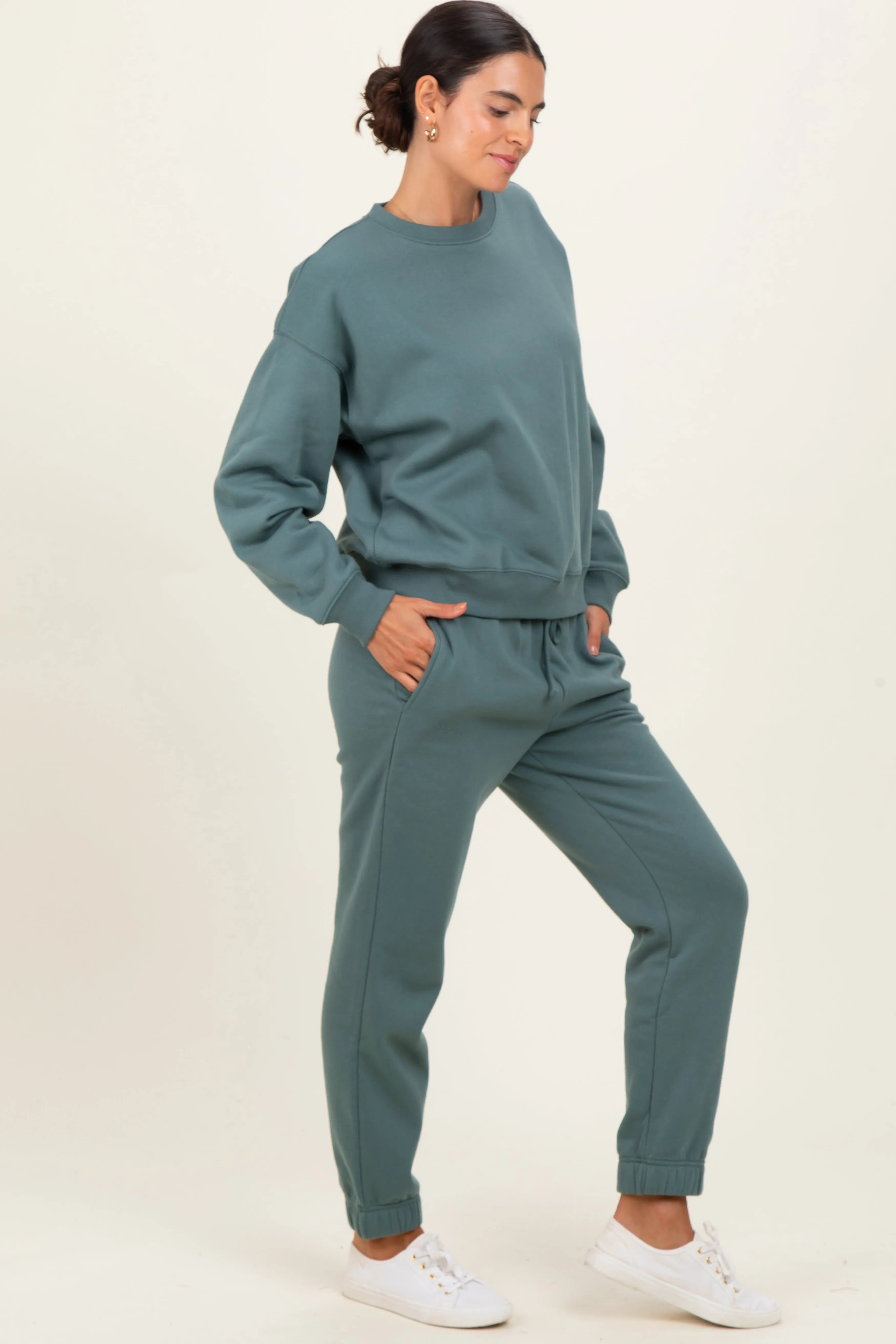 Jade Fleece Long Sleeve Pullover & Jogger Set sold by Pinkblush product image thumbnail 3