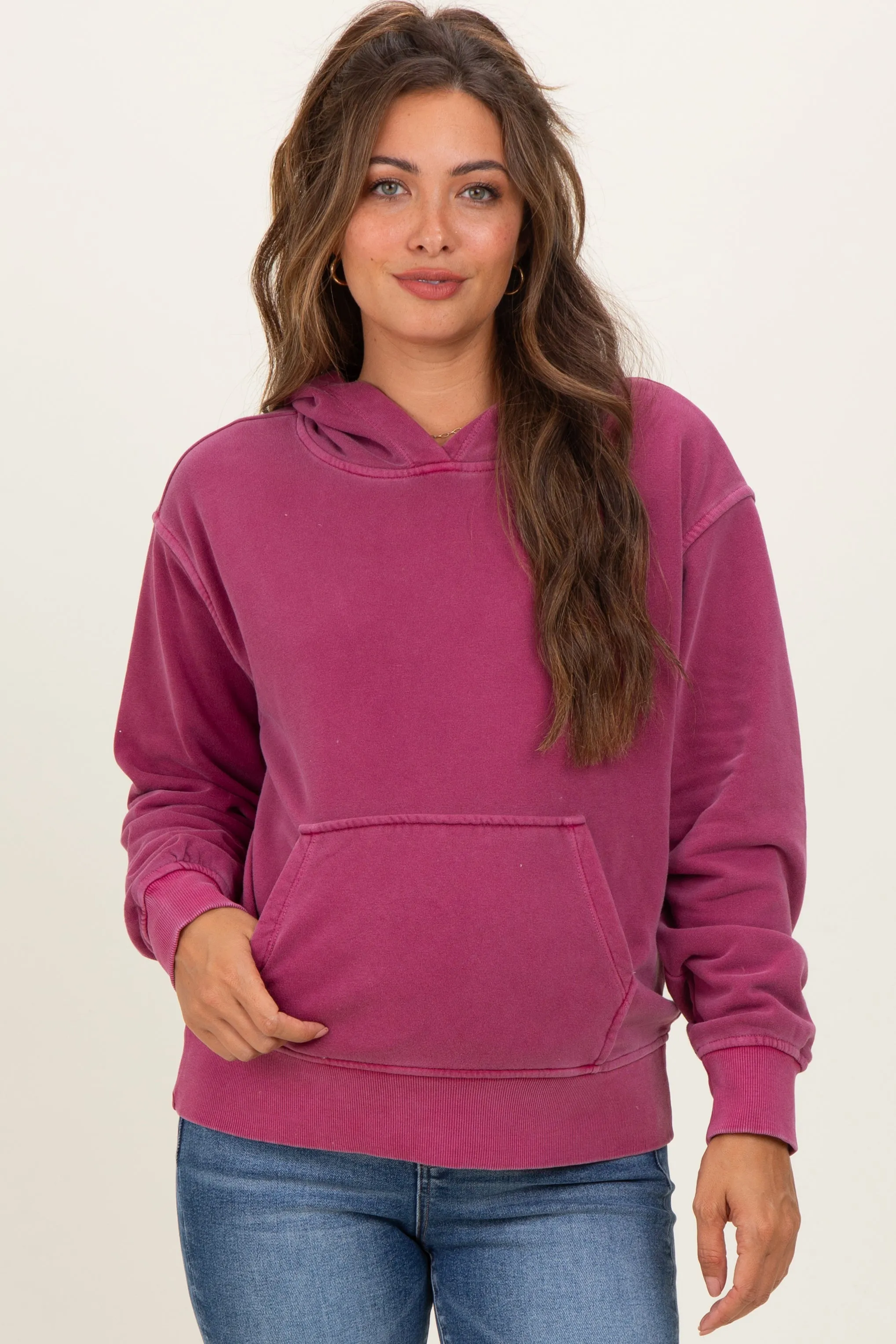 Wine Soft Fleece Maternity Pocket Hoodie sold by Pinkblush product image thumbnail 2