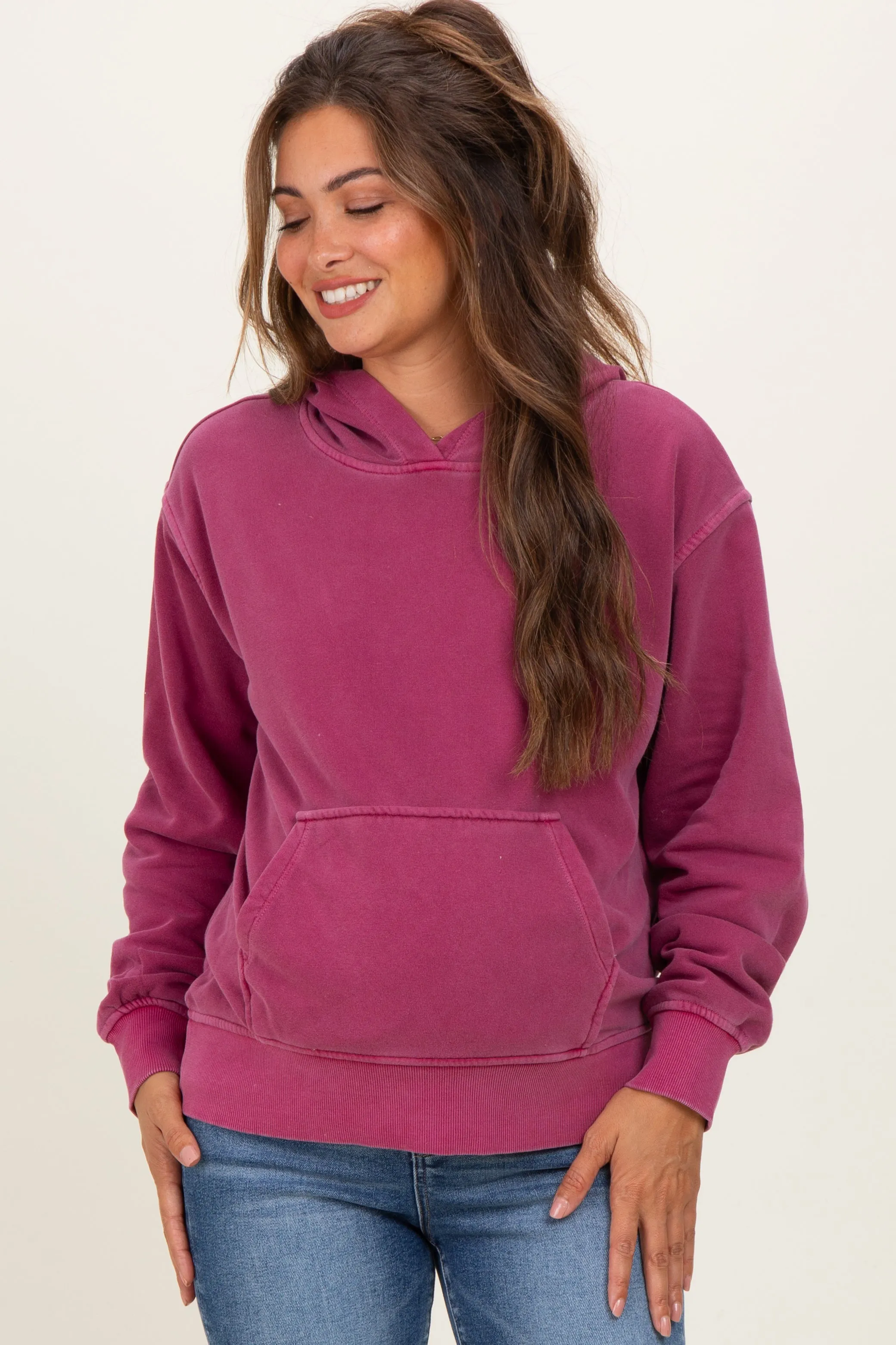 Wine Soft Fleece Maternity Pocket Hoodie sold by Pinkblush