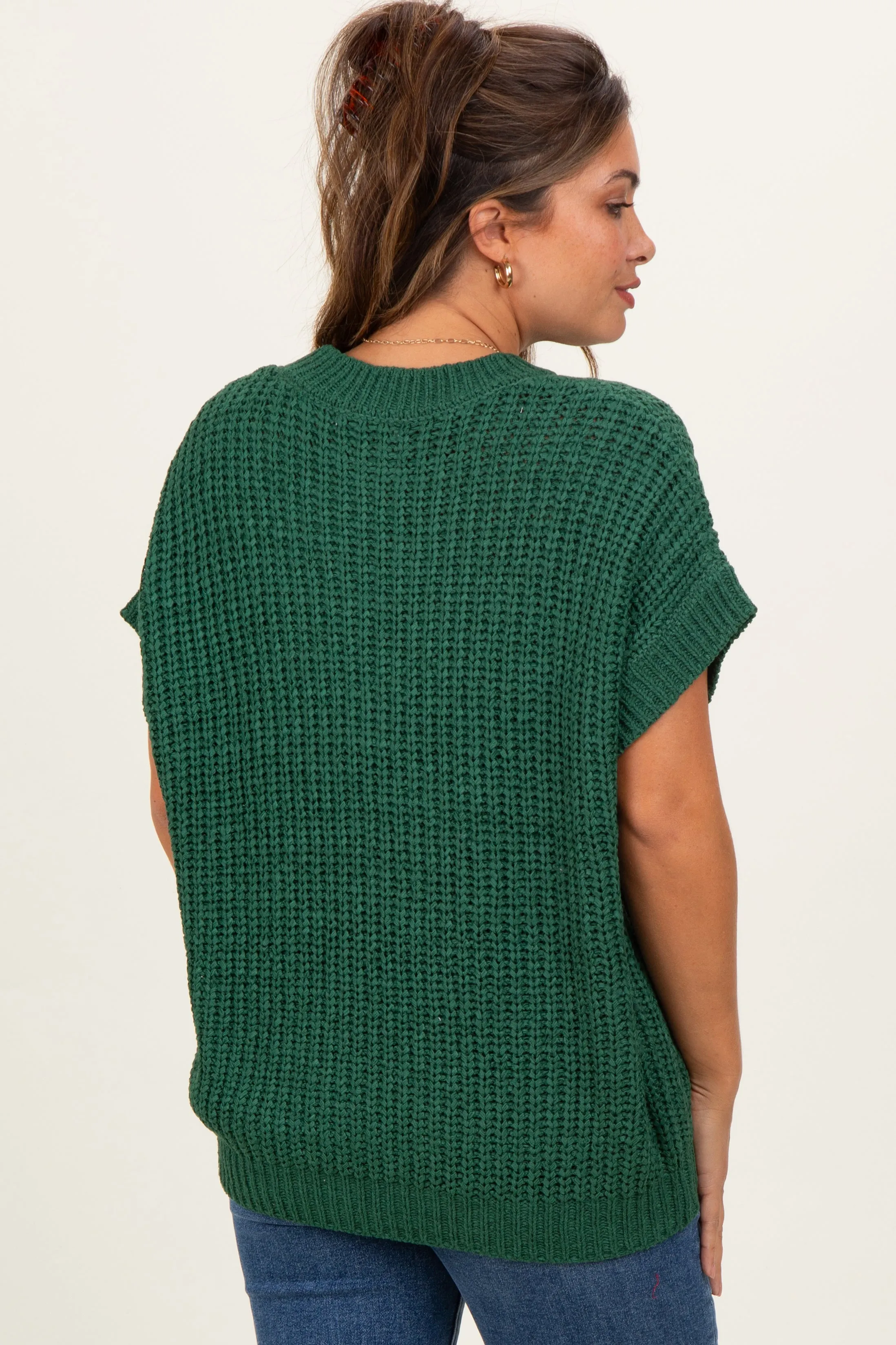 Green Short Sleeve Round Neck Maternity Sweater sold by Pinkblush product image thumbnail 4