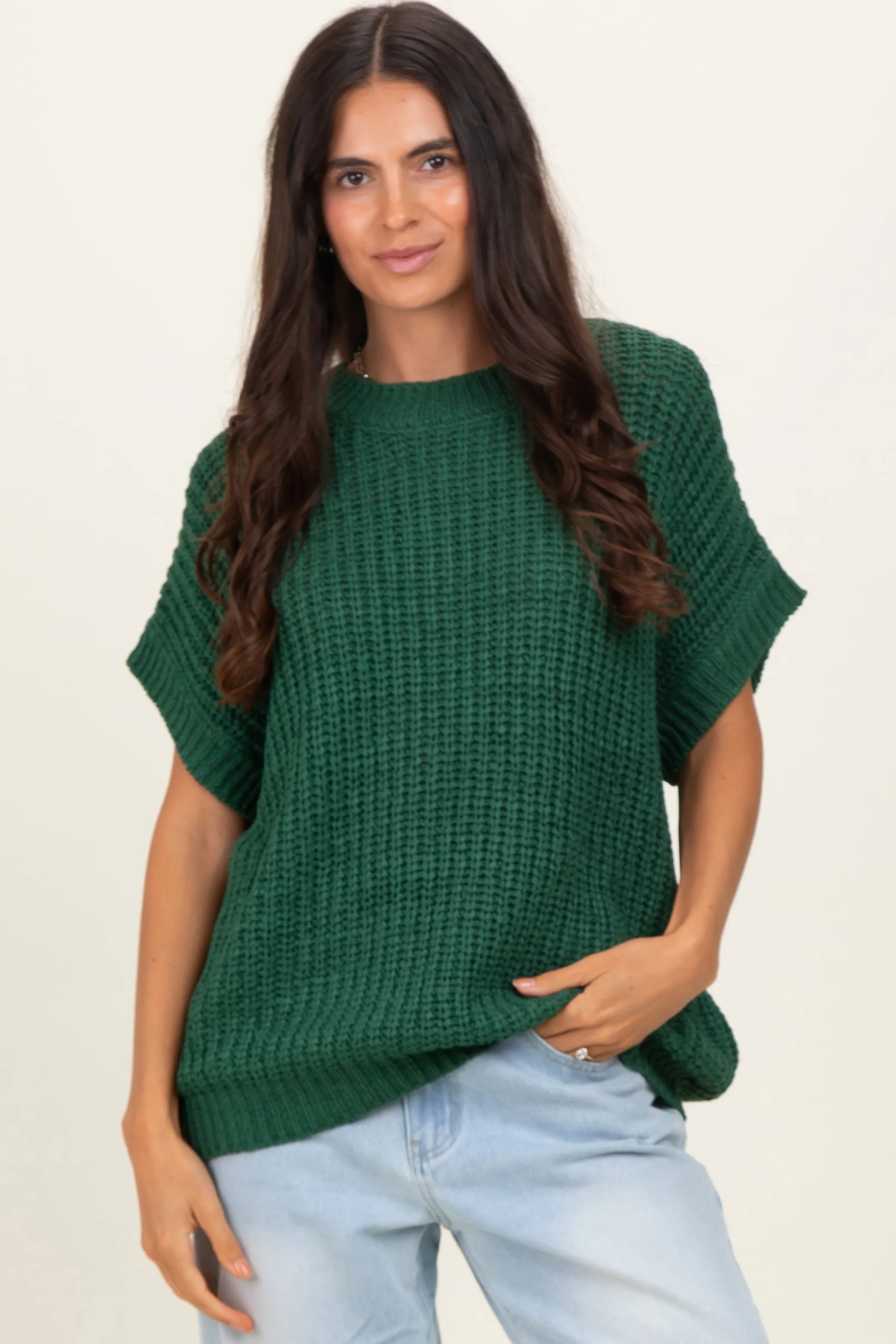Green Short Sleeve Round Neck Maternity Sweater sold by Pinkblush product image thumbnail 5