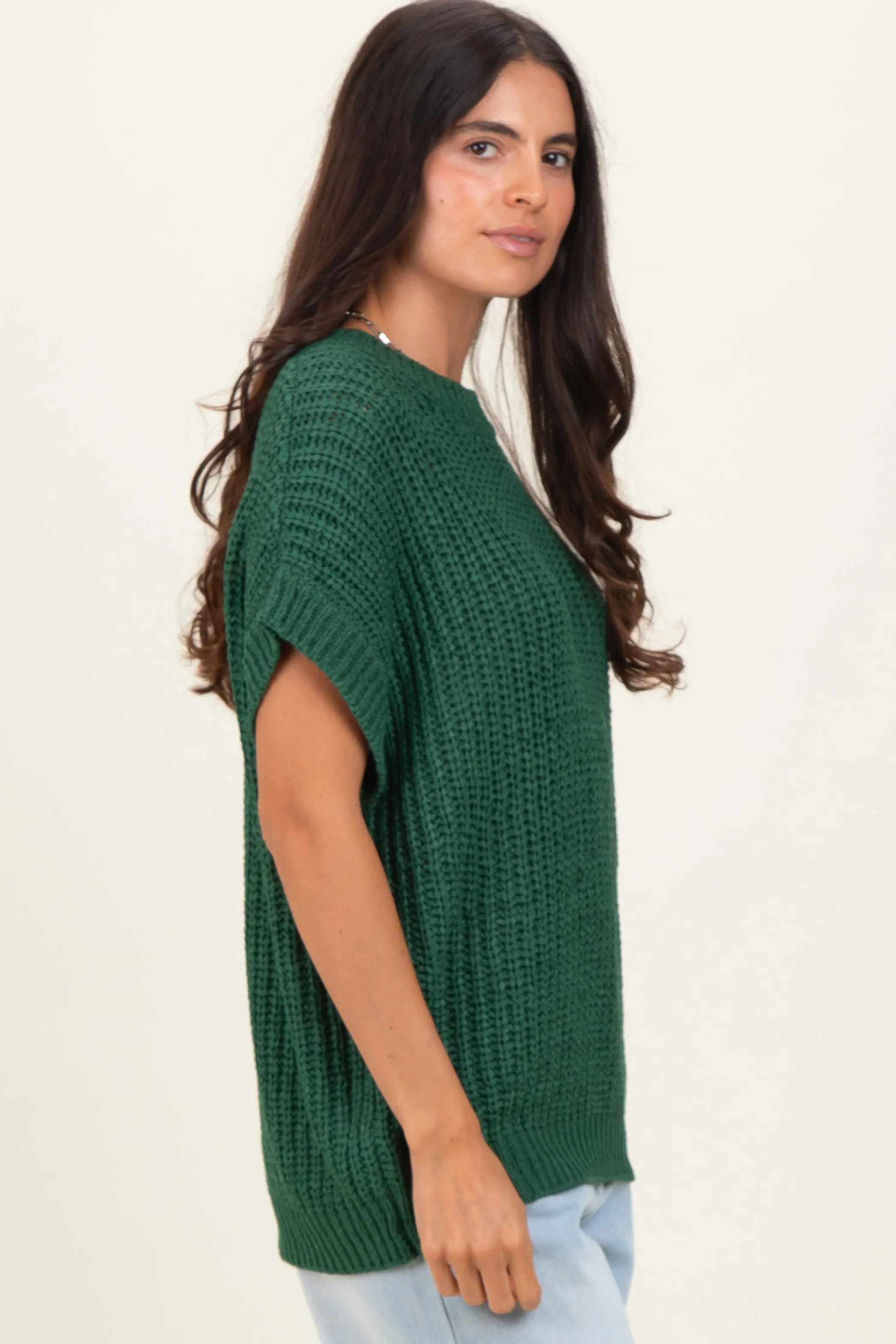 Green Short Sleeve Round Neck Sweater sold by Pinkblush product image thumbnail 3
