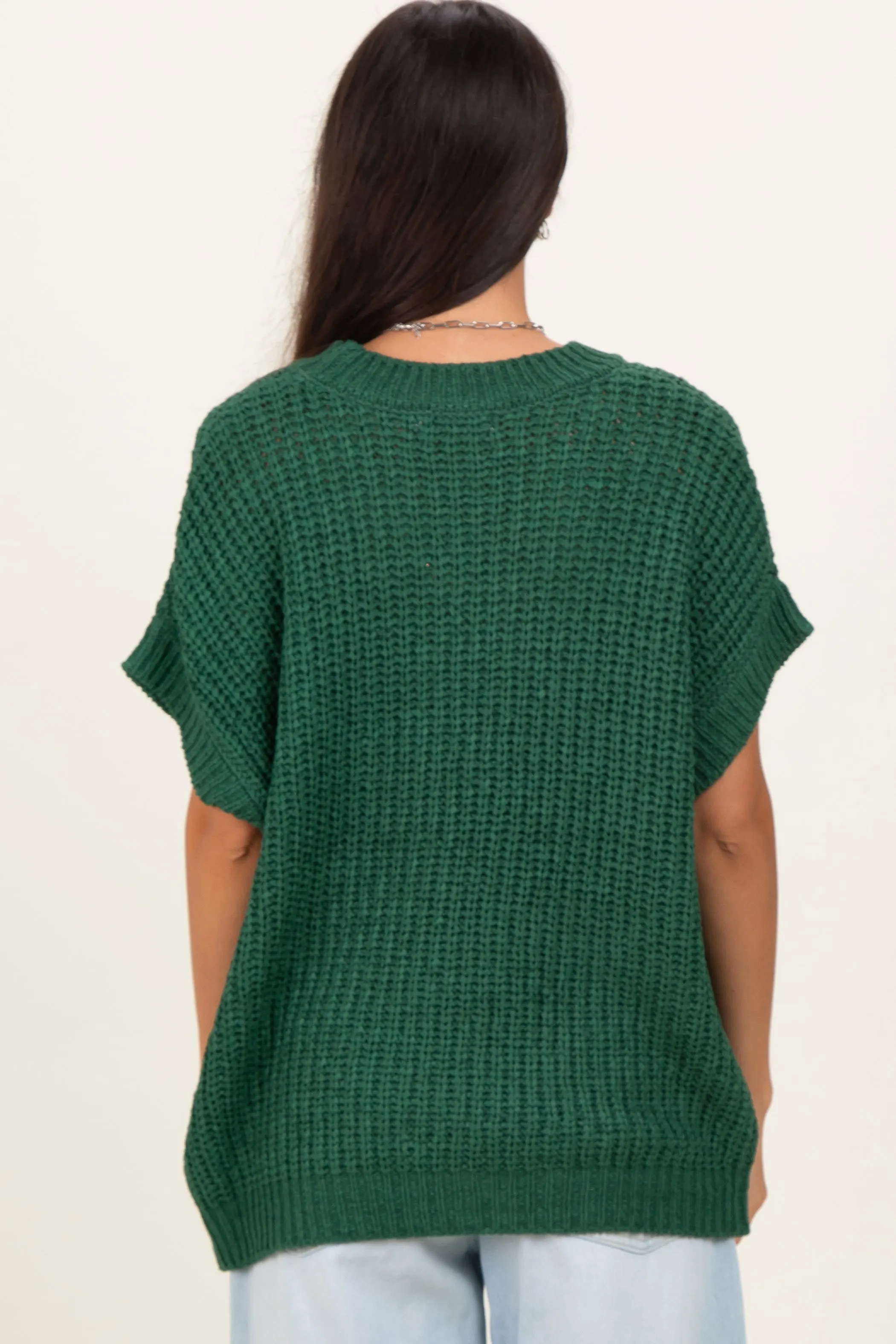 Green Short Sleeve Round Neck Sweater sold by Pinkblush product image thumbnail 4