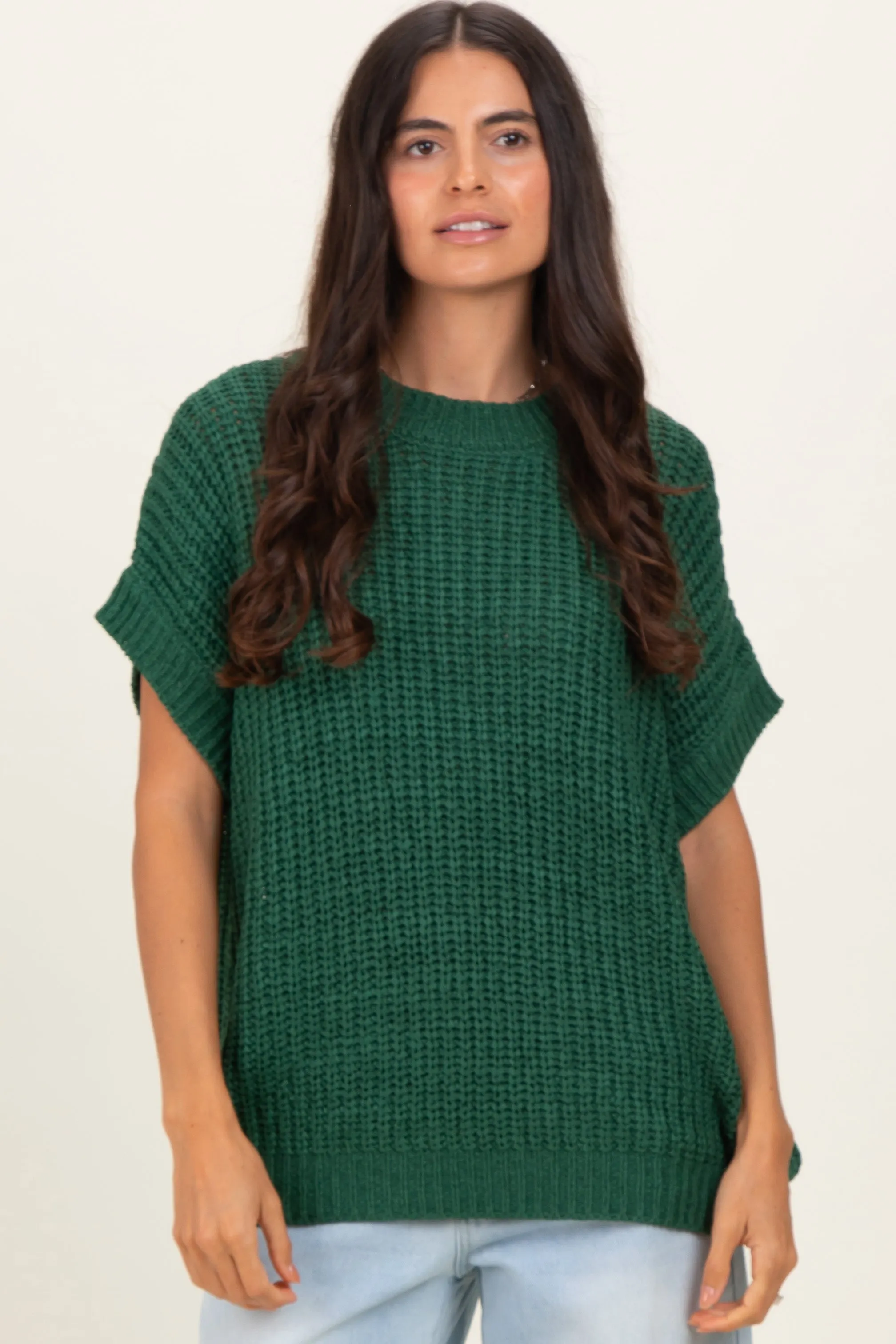 Green Short Sleeve Round Neck Sweater sold by Pinkblush product image thumbnail 2