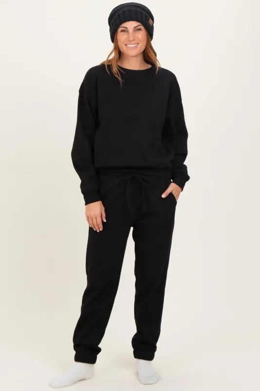 Black Fleece Long Sleeve Pullover & Jogger Set sold by Pinkblush
