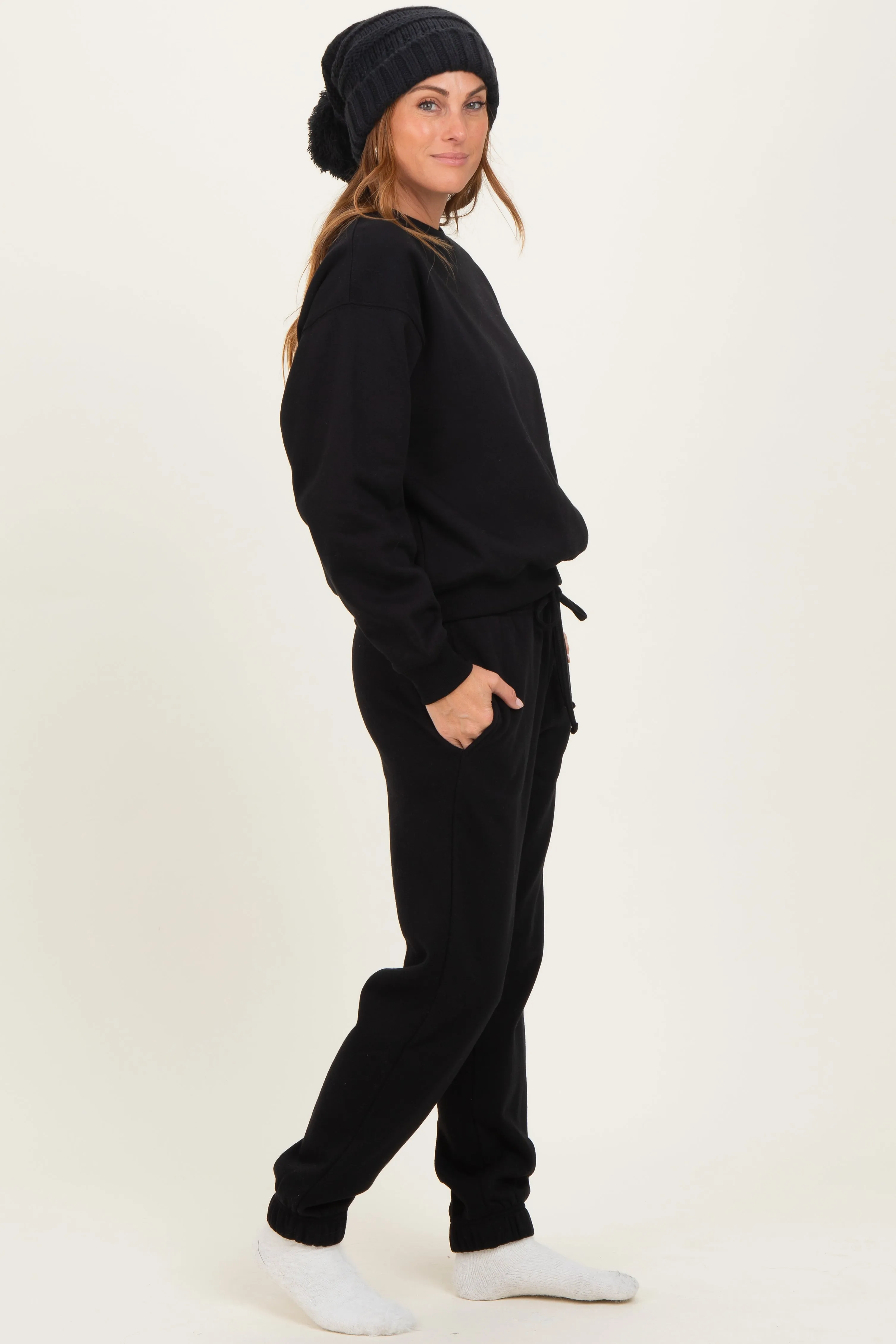Black Fleece Long Sleeve Pullover & Jogger Set sold by Pinkblush product image thumbnail 2