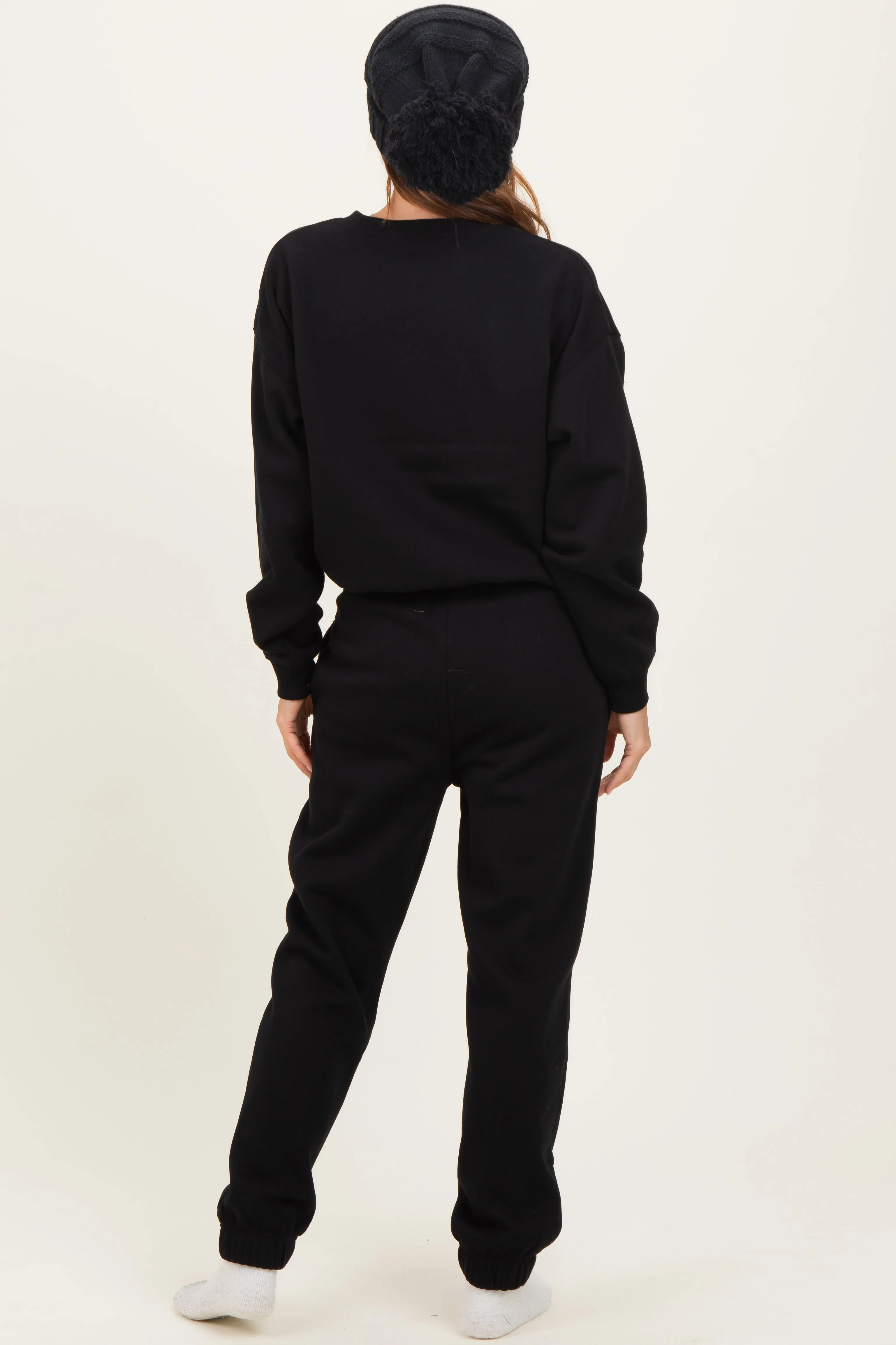 Black Fleece Long Sleeve Pullover & Jogger Set sold by Pinkblush product image thumbnail 3