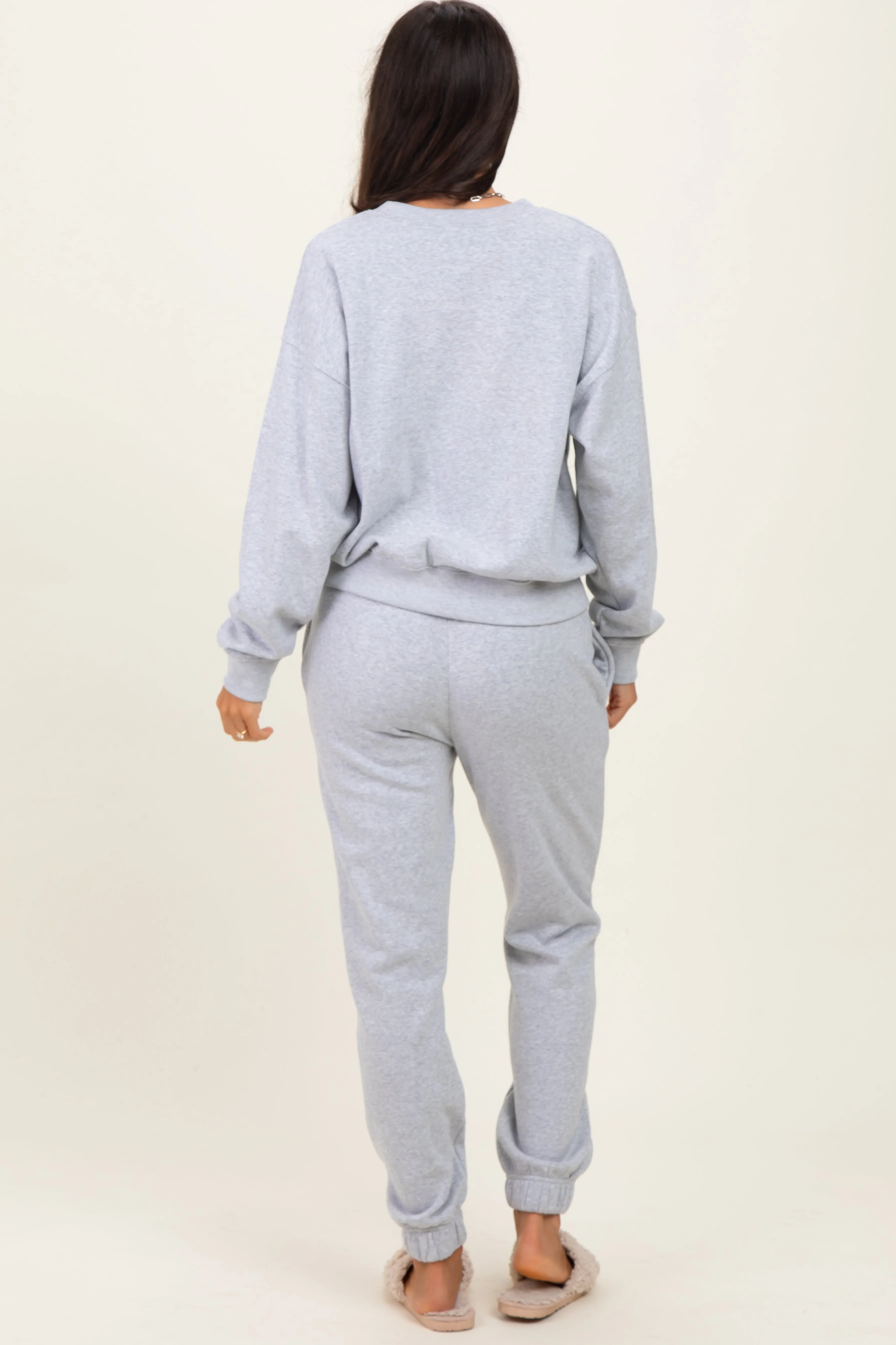 Heather Grey Fleece Long Sleeve Pullover & Jogger Set sold by Pinkblush product image thumbnail 4