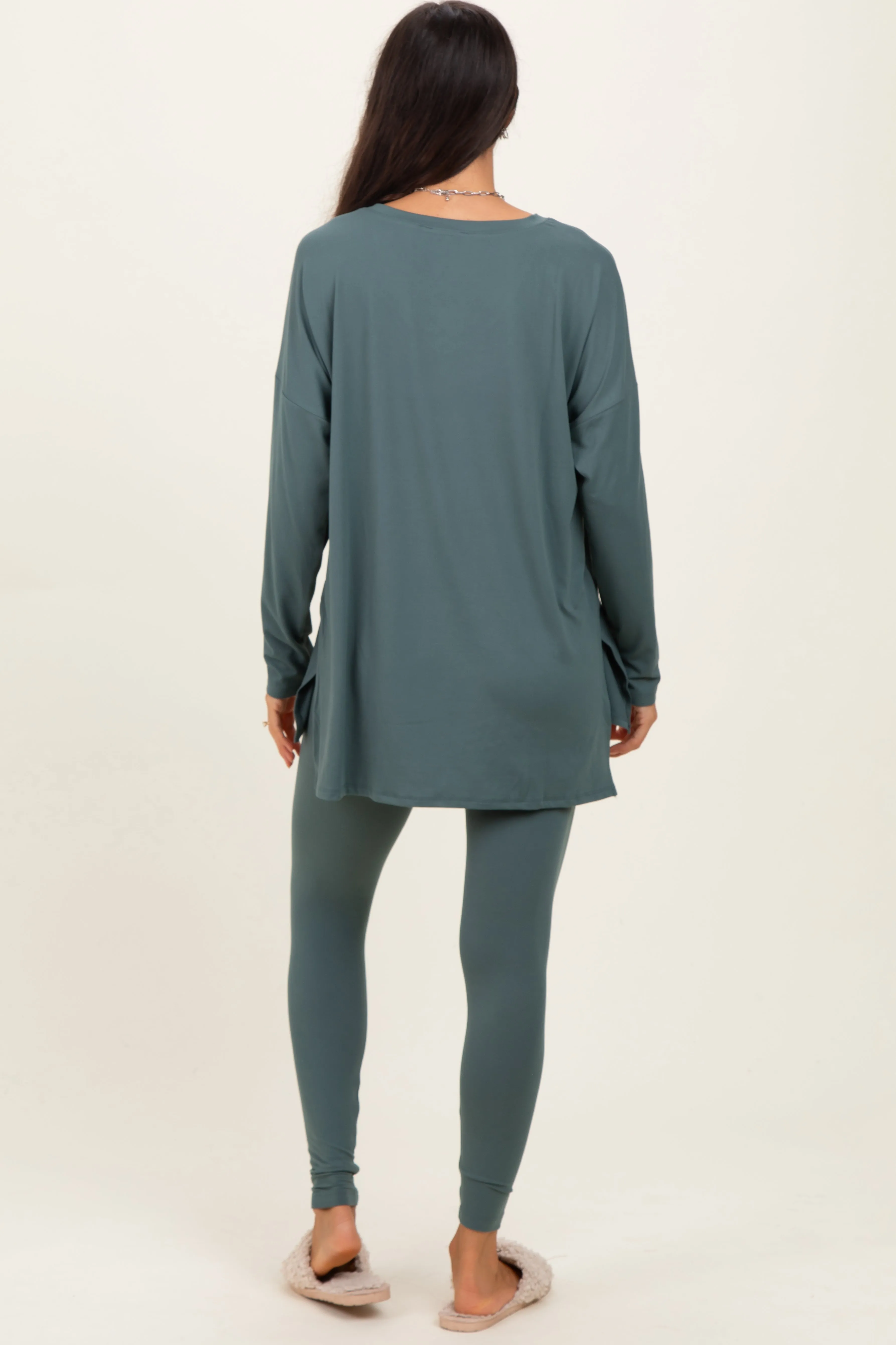 Olive Brushed Knit Oversized Top and Legging Set sold by Pinkblush product image thumbnail 4