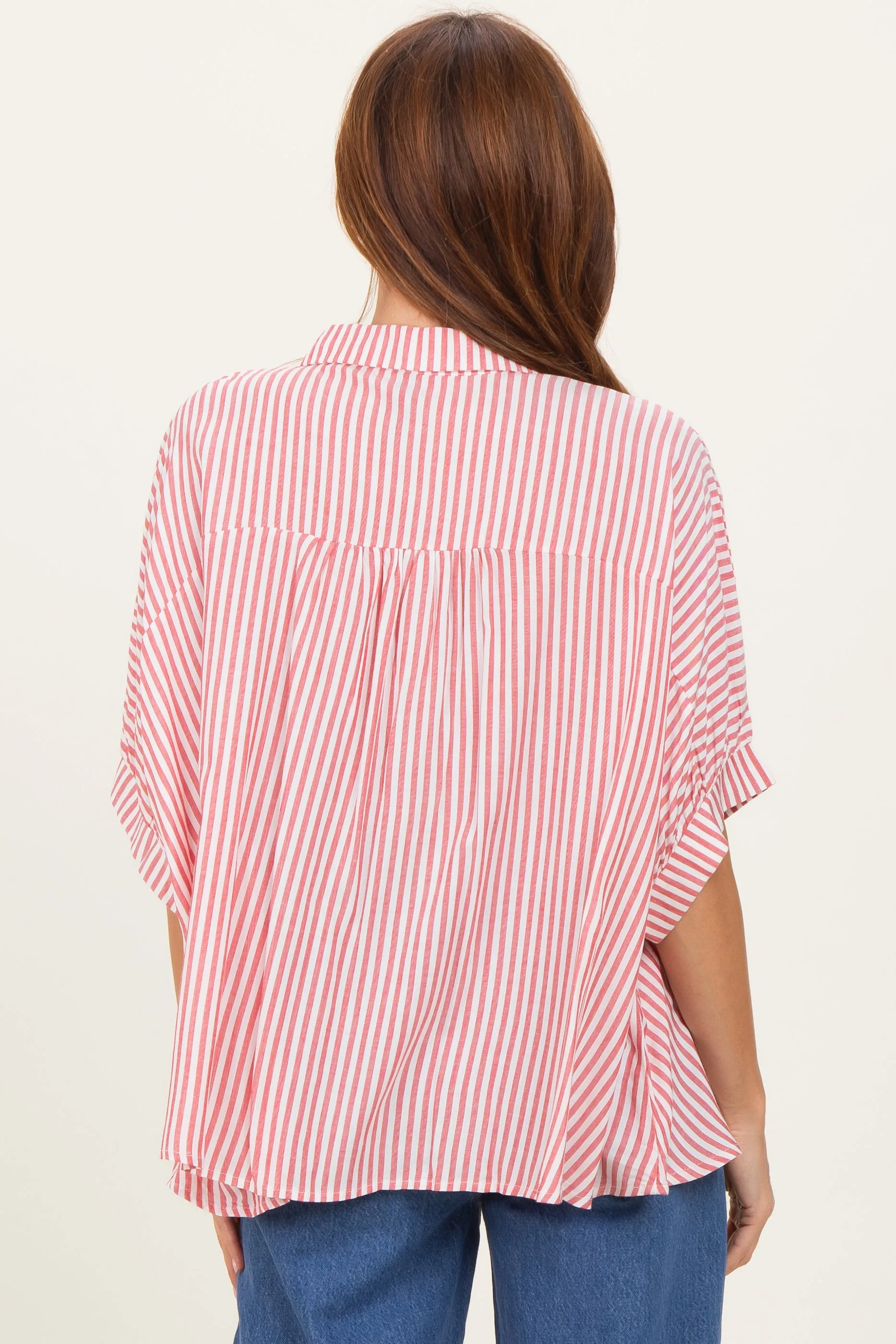 Red Striped Button Up Dolman Top sold by Pinkblush product image thumbnail 3