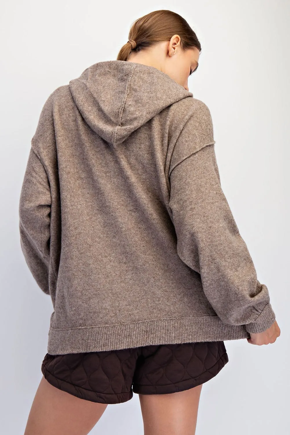 Mocha Brushed Knit Oversized Hoodie sold by Pinkblush product image thumbnail 3