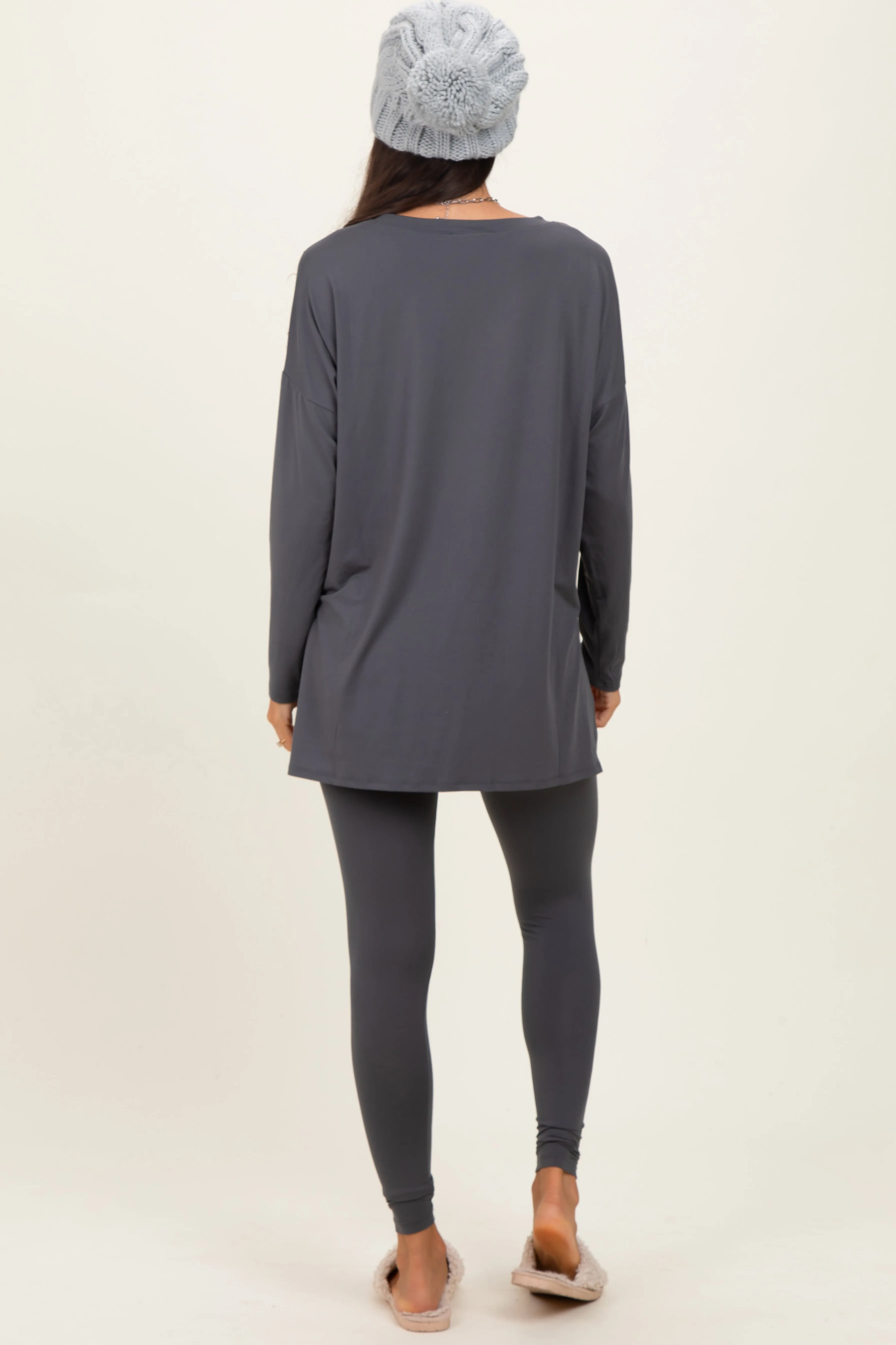 Charcoal Brushed Knit Oversized Top and Legging Set sold by Pinkblush product image thumbnail 4