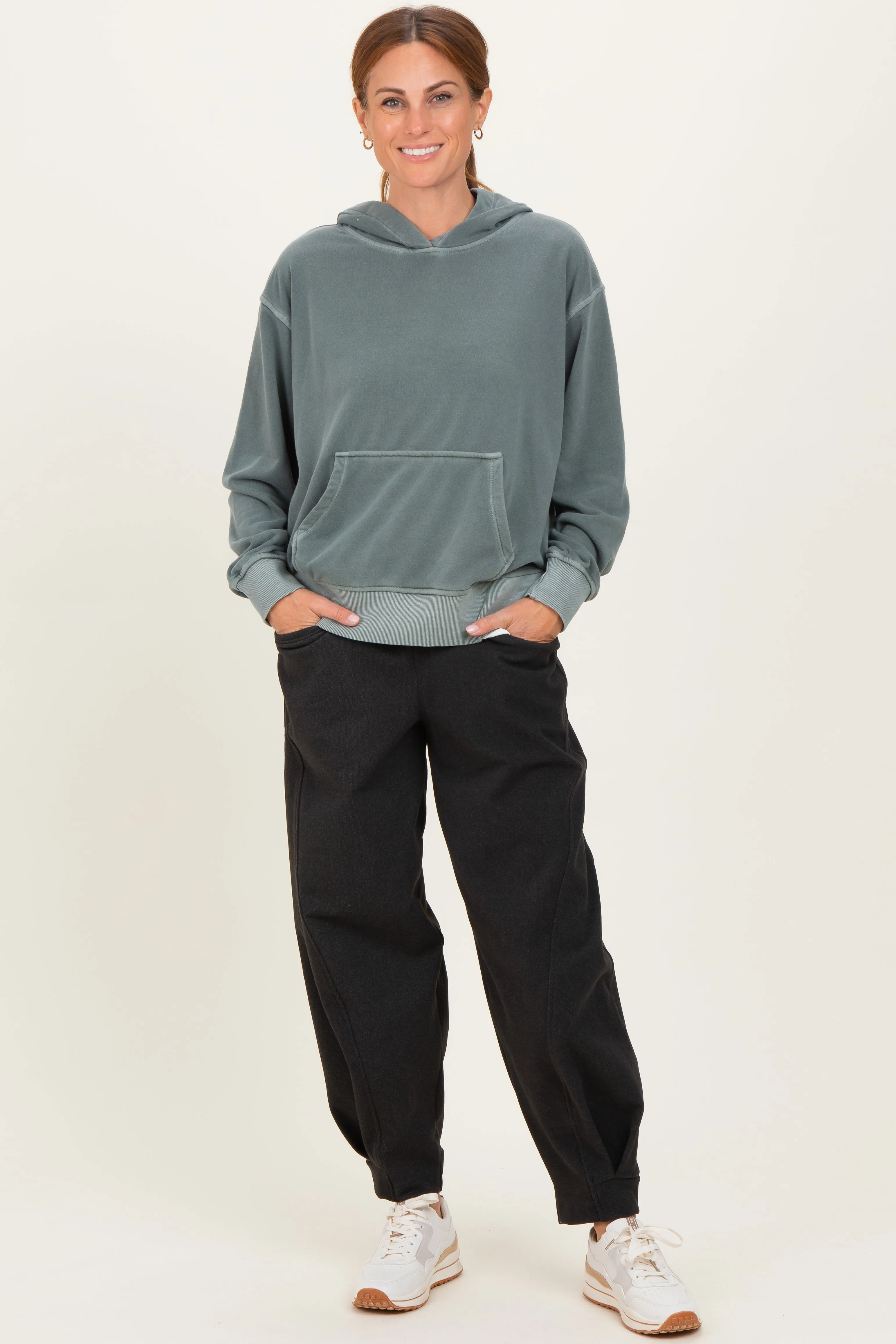 Black Brushed Knit Barrel Leg Joggers sold by Pinkblush