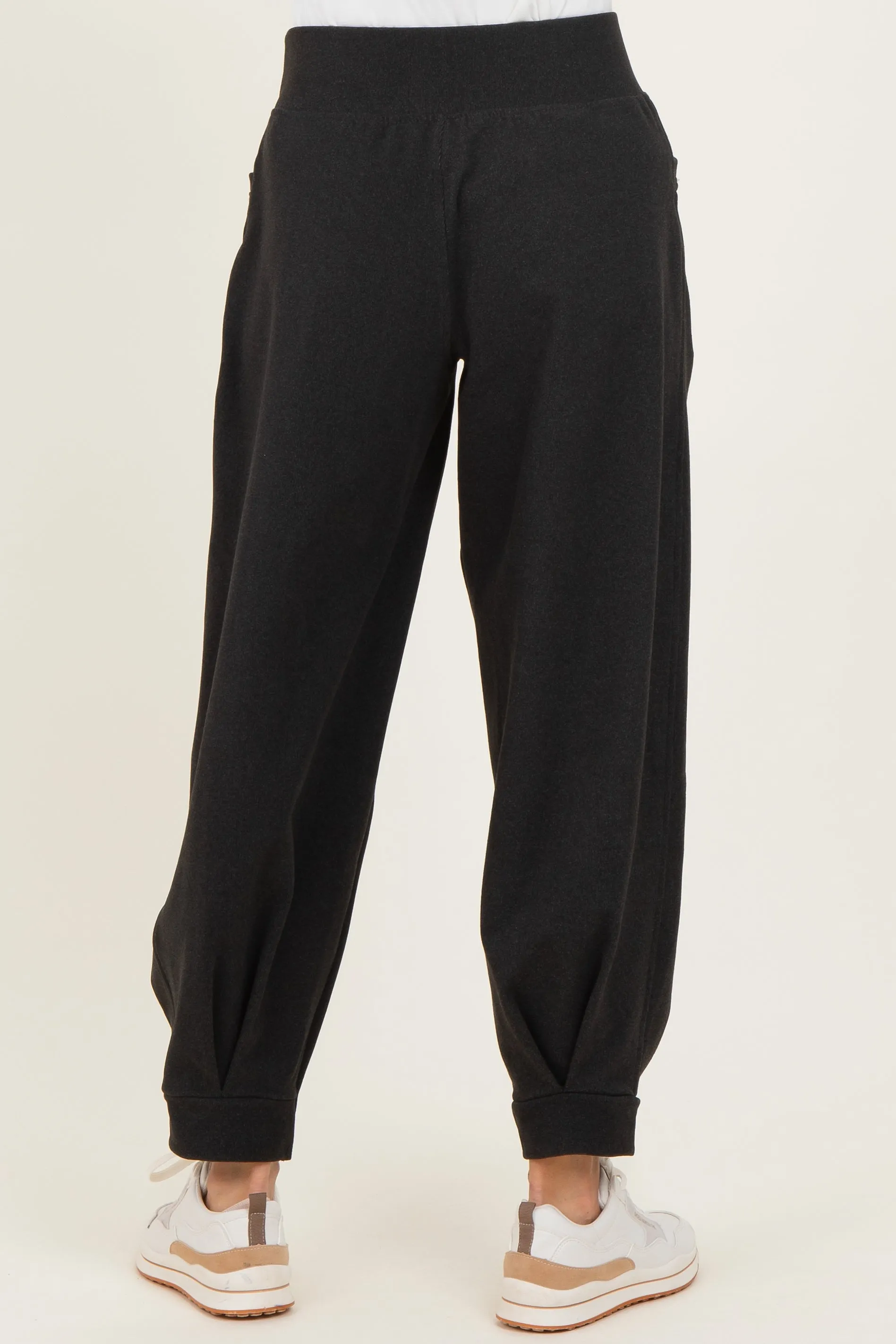 Black Brushed Knit Barrel Leg Joggers sold by Pinkblush product image thumbnail 5