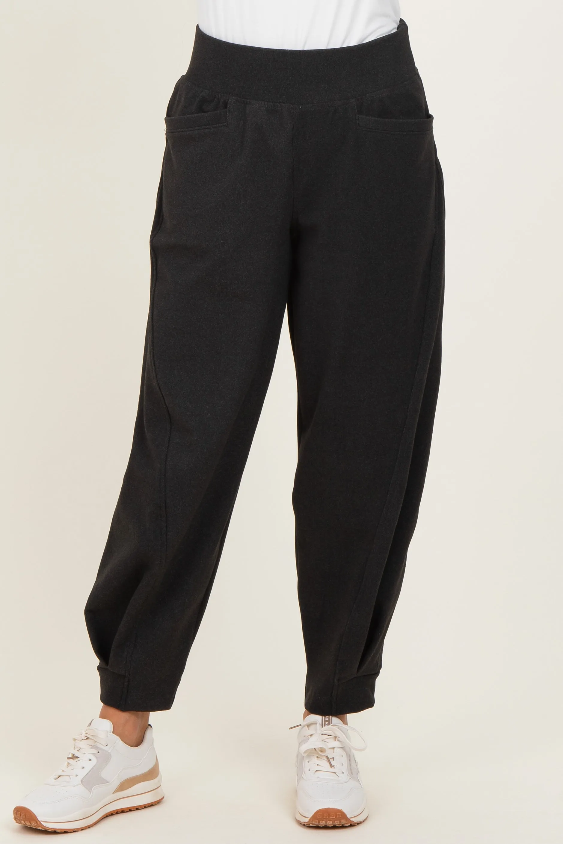 Black Brushed Knit Barrel Leg Joggers sold by Pinkblush product image thumbnail 3