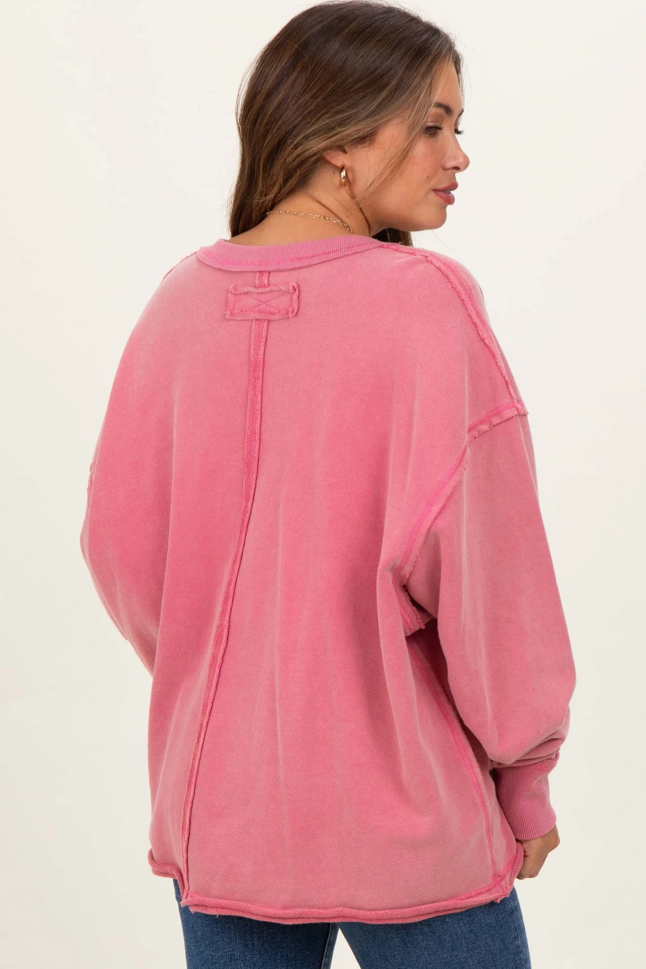 Rose Mineral Washed French Terry Oversized Maternity Sweatshirt sold by Pinkblush product image thumbnail 4