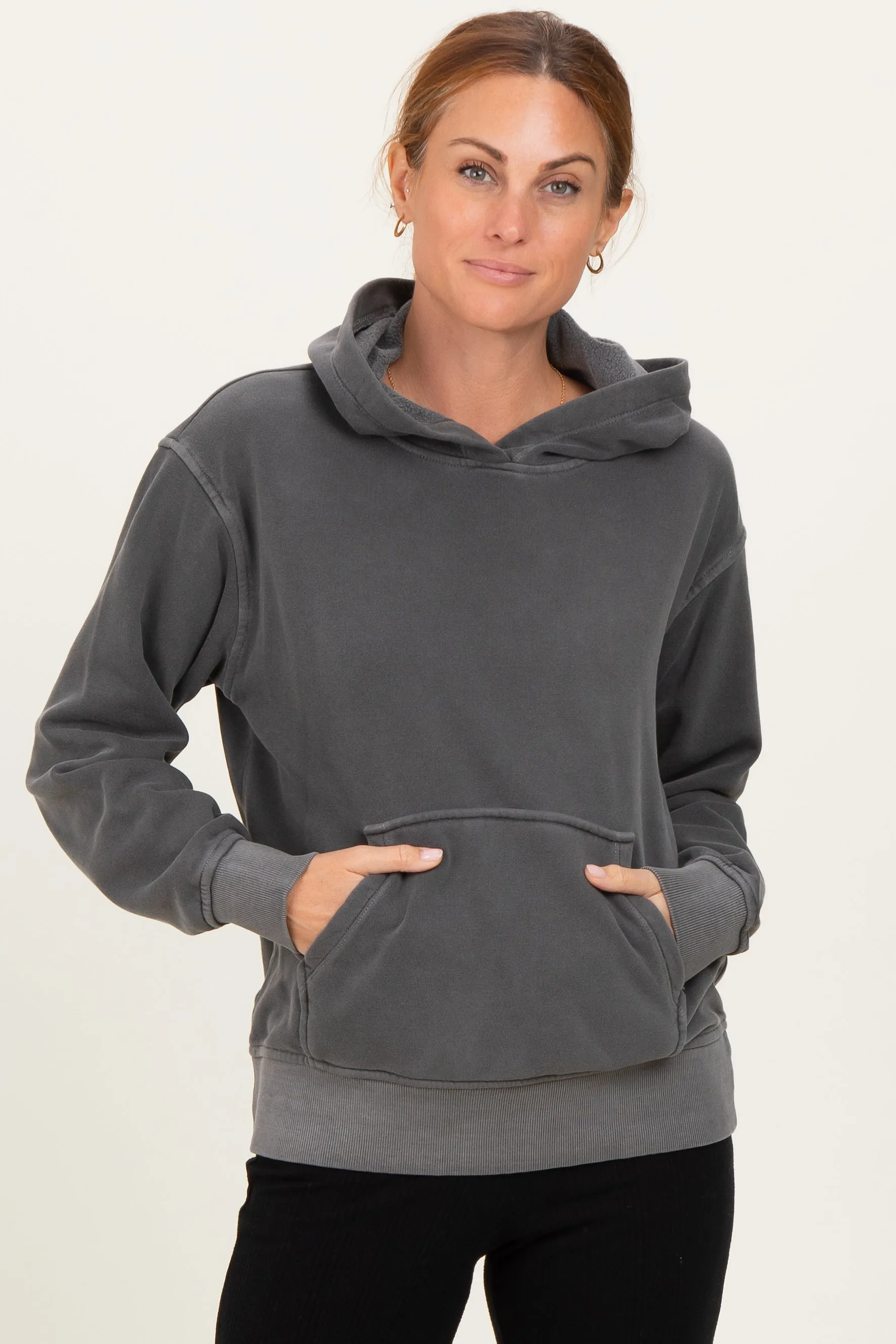 Charcoal Soft Fleece Maternity Pocket Hoodie sold by Pinkblush product image thumbnail 5