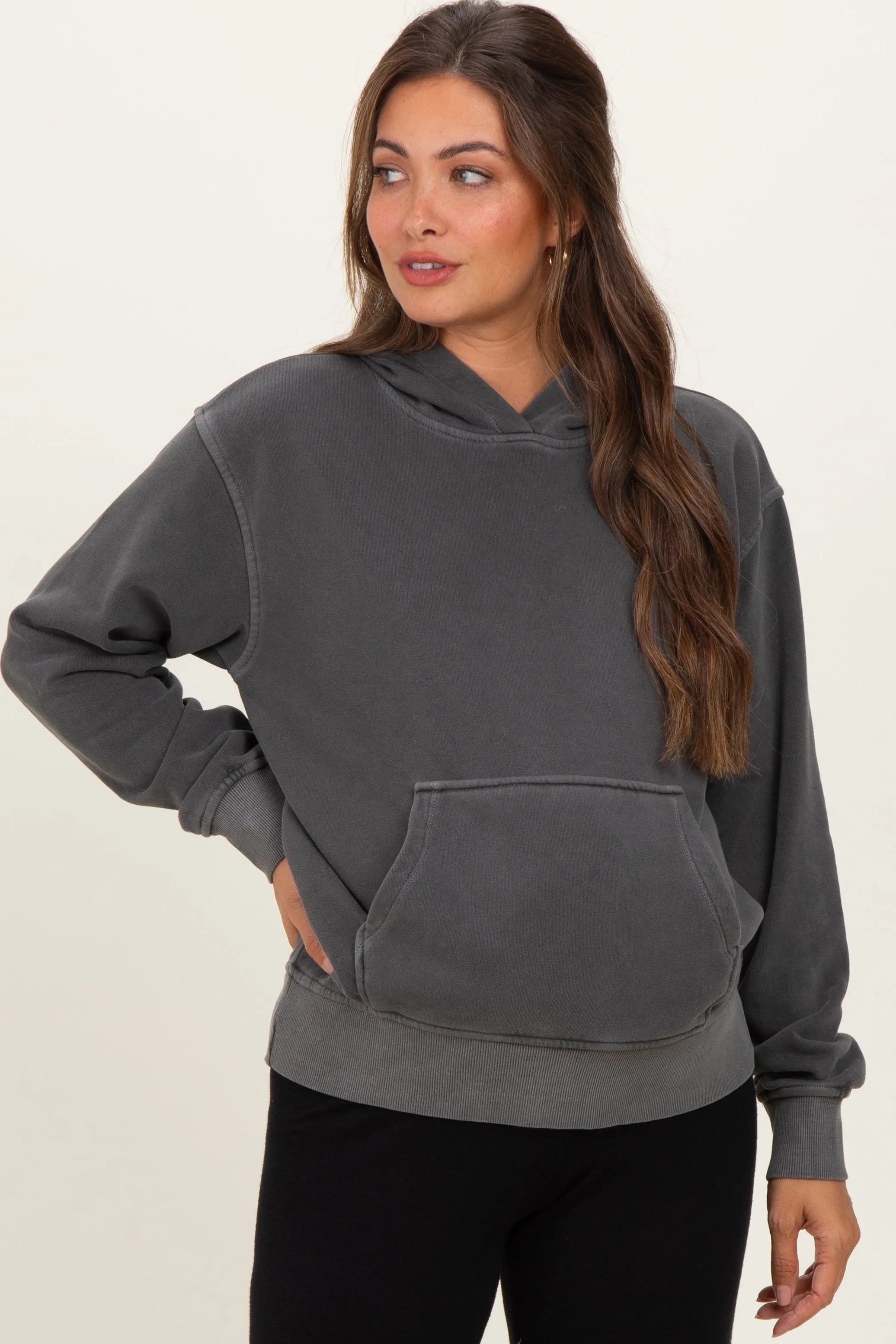 Charcoal Soft Fleece Maternity Pocket Hoodie sold by Pinkblush product image thumbnail 2