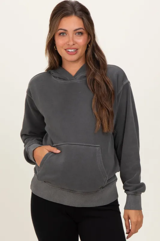 Charcoal Soft Fleece Maternity Pocket Hoodie sold by Pinkblush