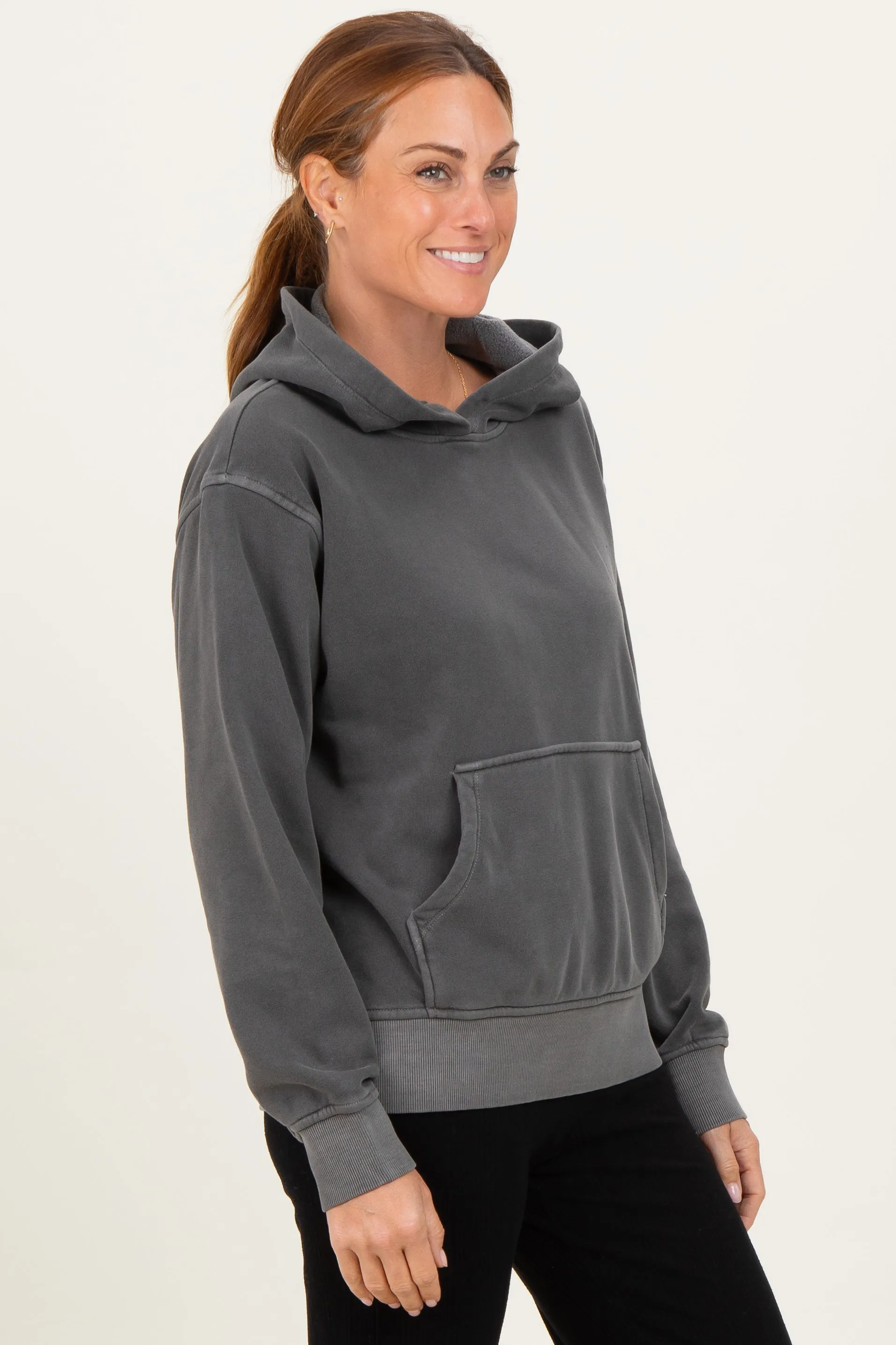 Charcoal Soft Fleece Pocket Hoodie sold by Pinkblush product image thumbnail 3