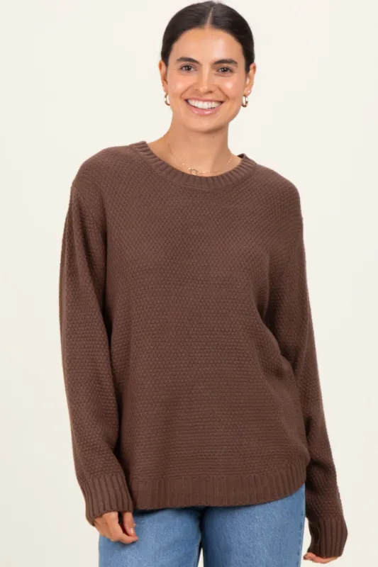Brown Knit Pullover Sweater sold by Pinkblush