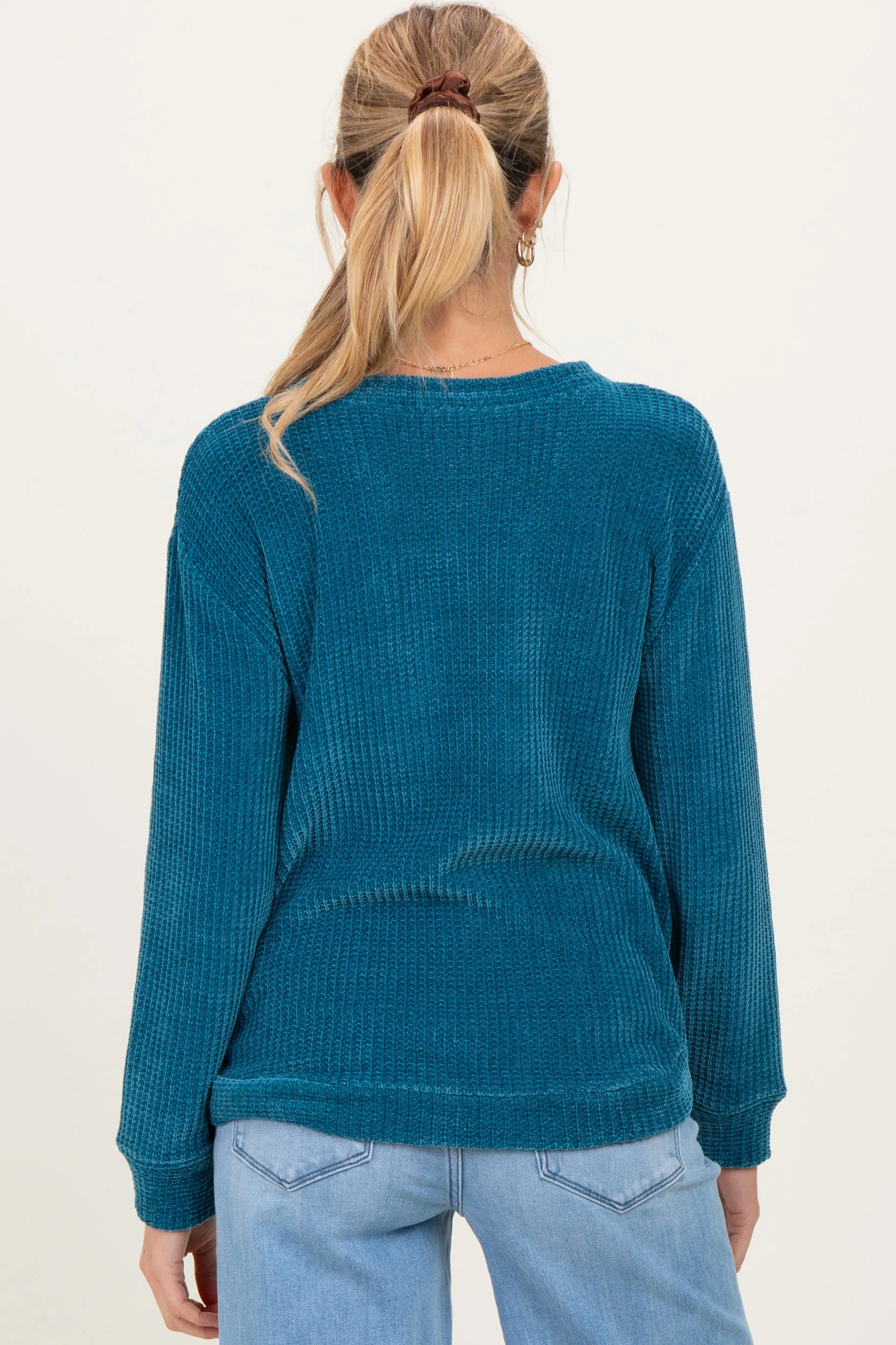 Teal Chenille Knit Maternity Sweater sold by Pinkblush product image thumbnail 3