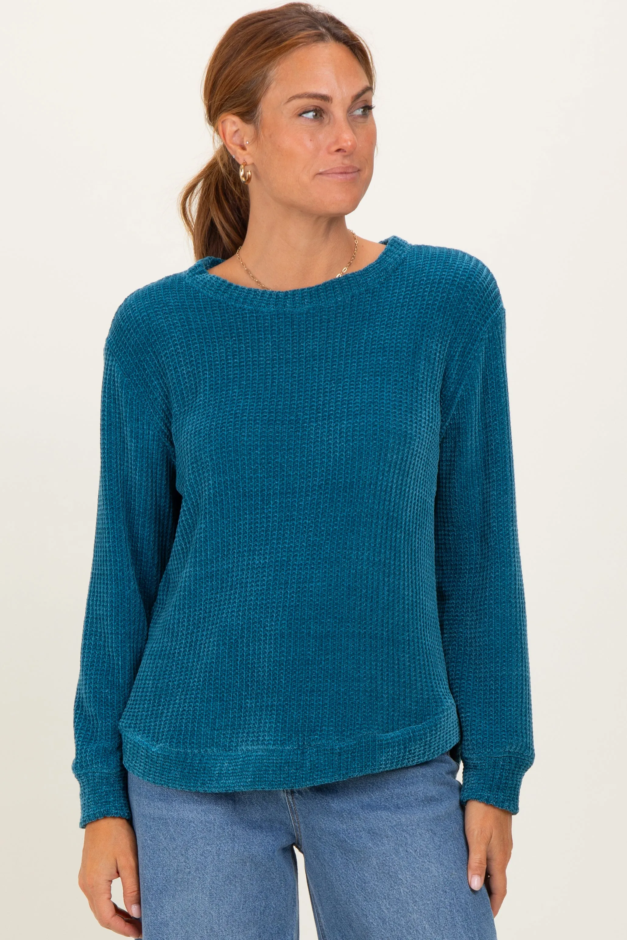 Teal Chenille Knit Maternity Sweater sold by Pinkblush product image thumbnail 4