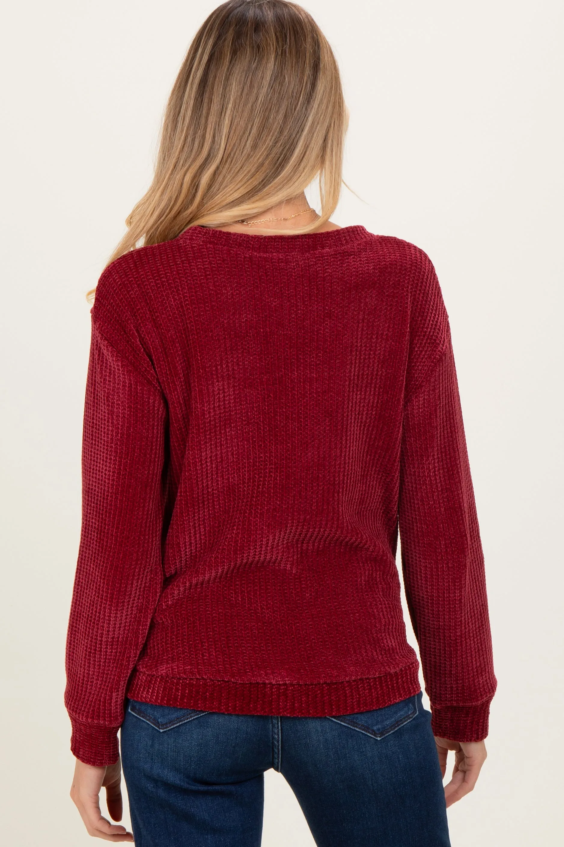 Burgundy Chenille Knit Maternity Sweater sold by Pinkblush product image thumbnail 4
