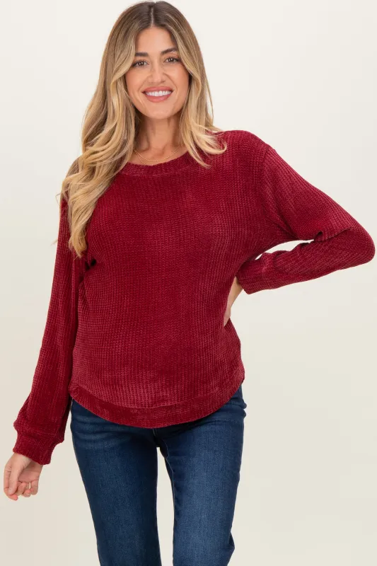 Burgundy Chenille Knit Maternity Sweater sold by Pinkblush