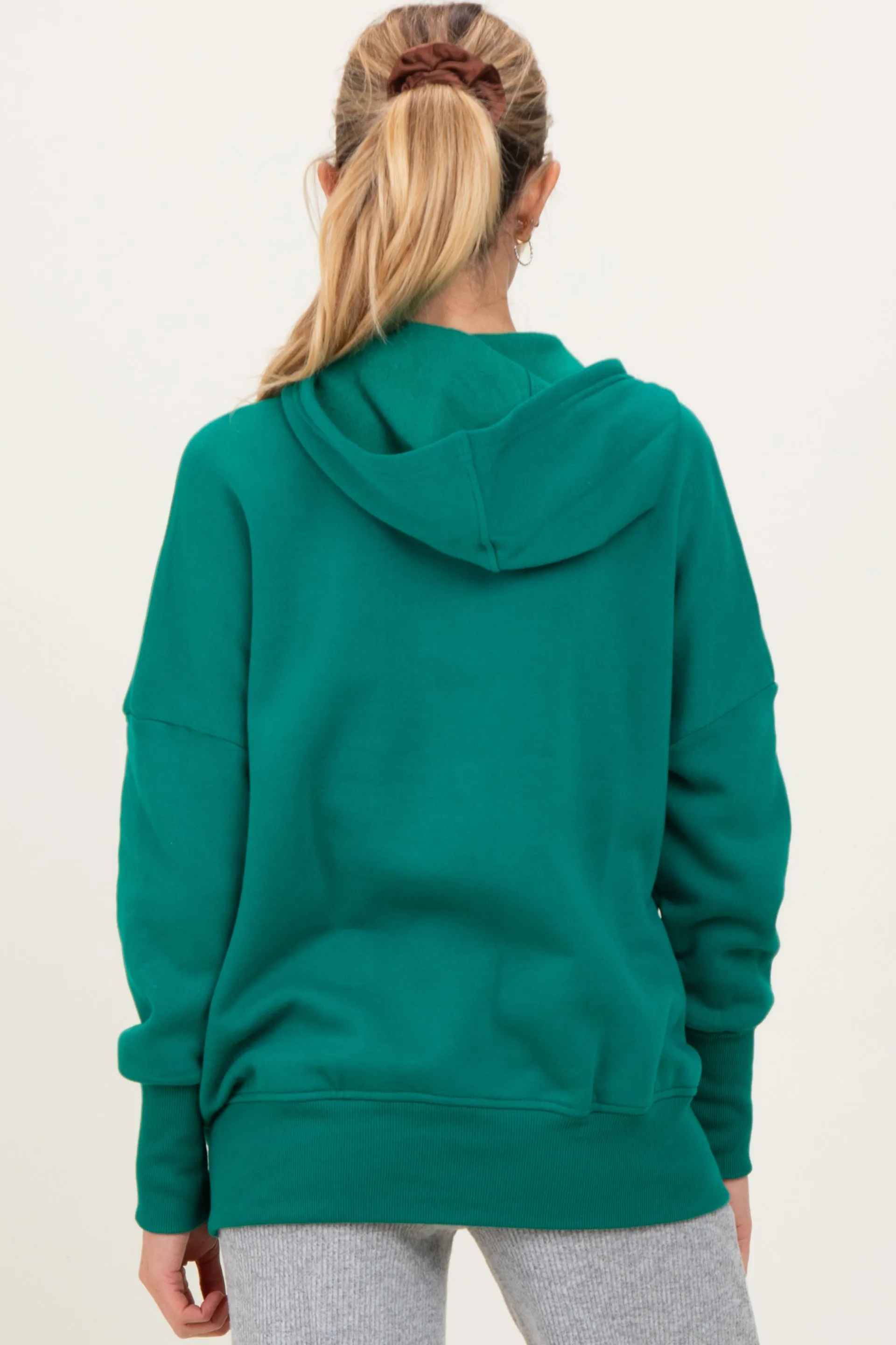 Forest Green Fleece Snap Button Maternity Hoodie sold by Pinkblush product image thumbnail 4