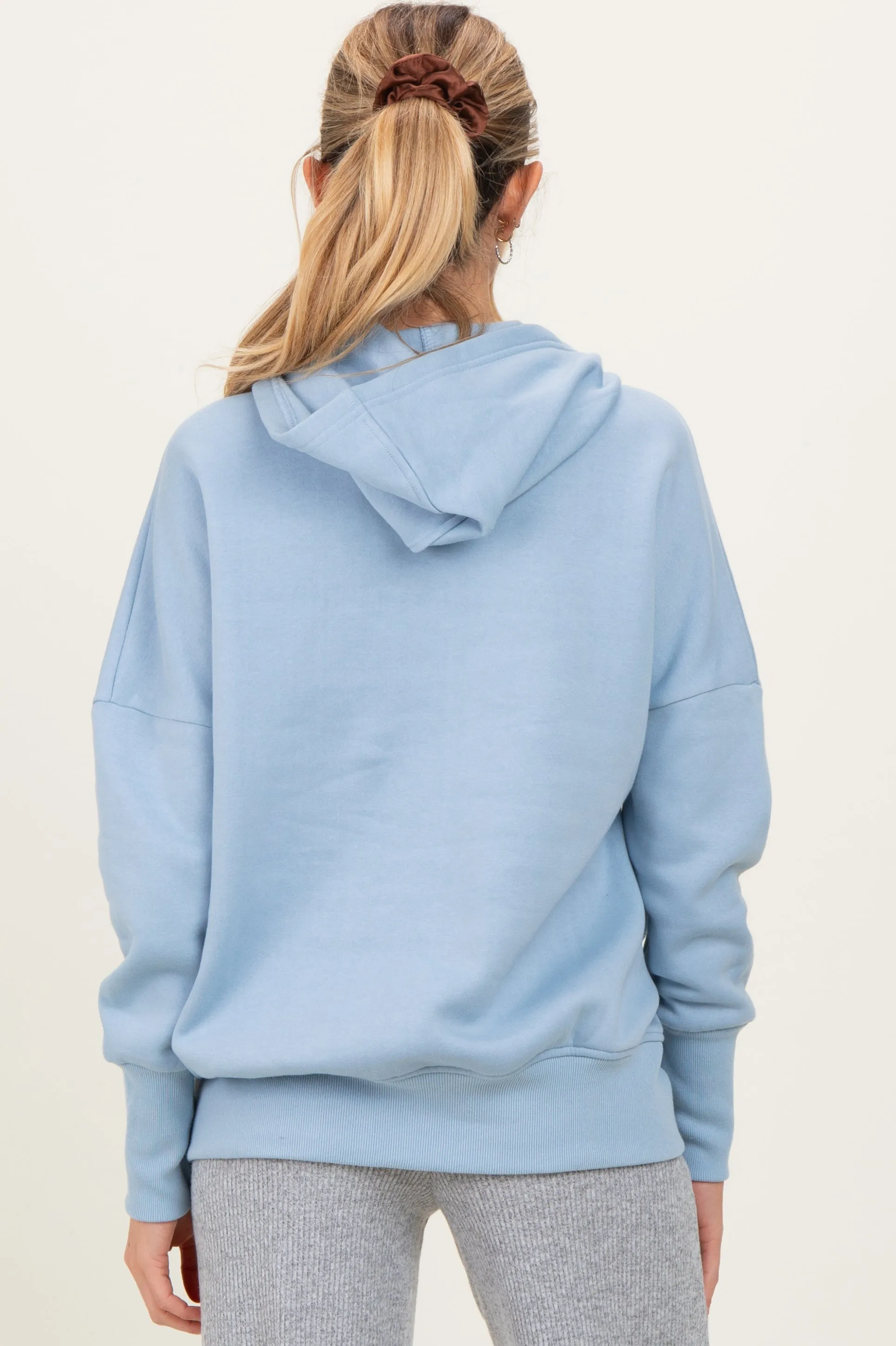 Light Blue Fleece Snap Button Maternity Hoodie sold by Pinkblush product image thumbnail 4